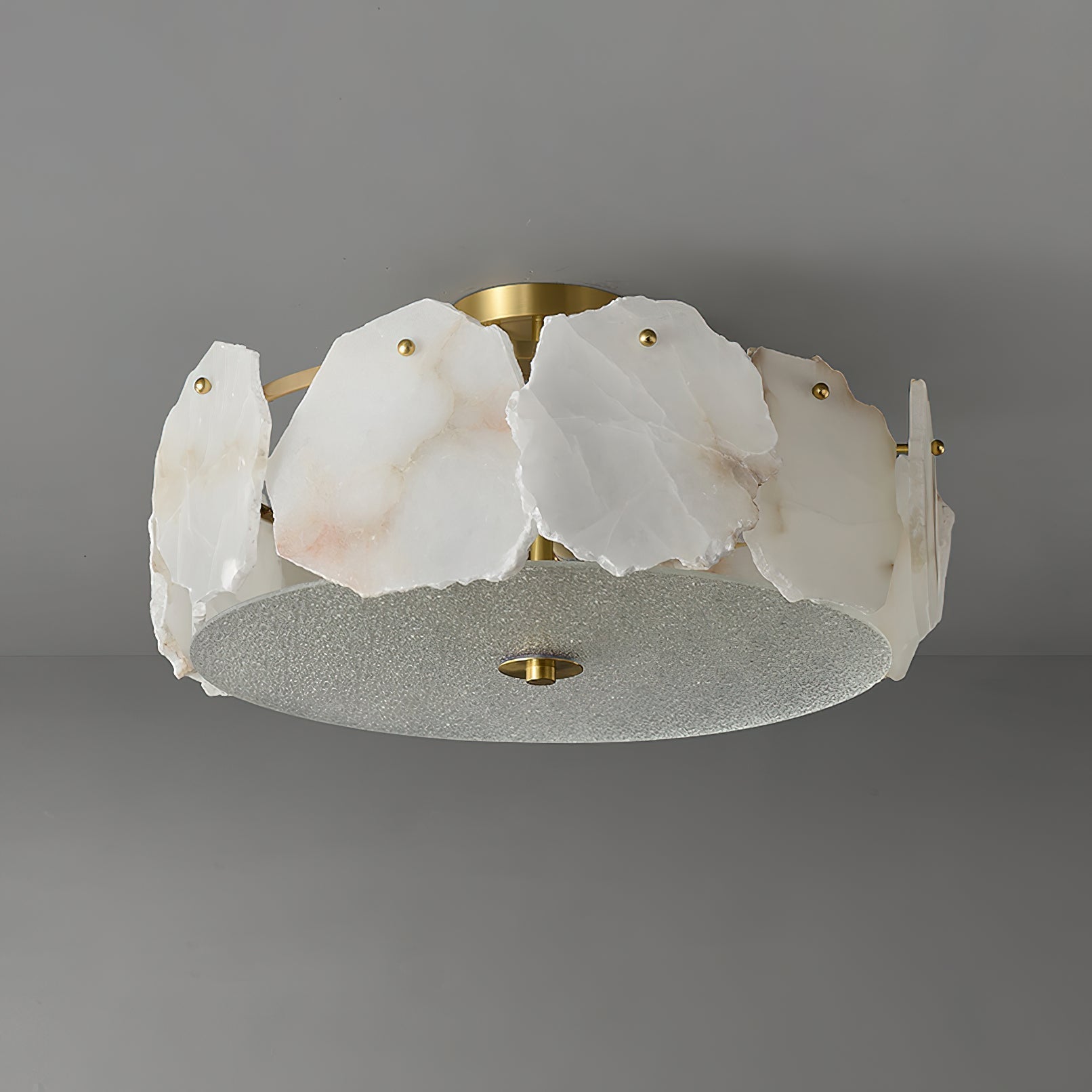 Zoruvys Sophisticated Disc Flat Alabaster Glass Ceiling Light - Neutralighting