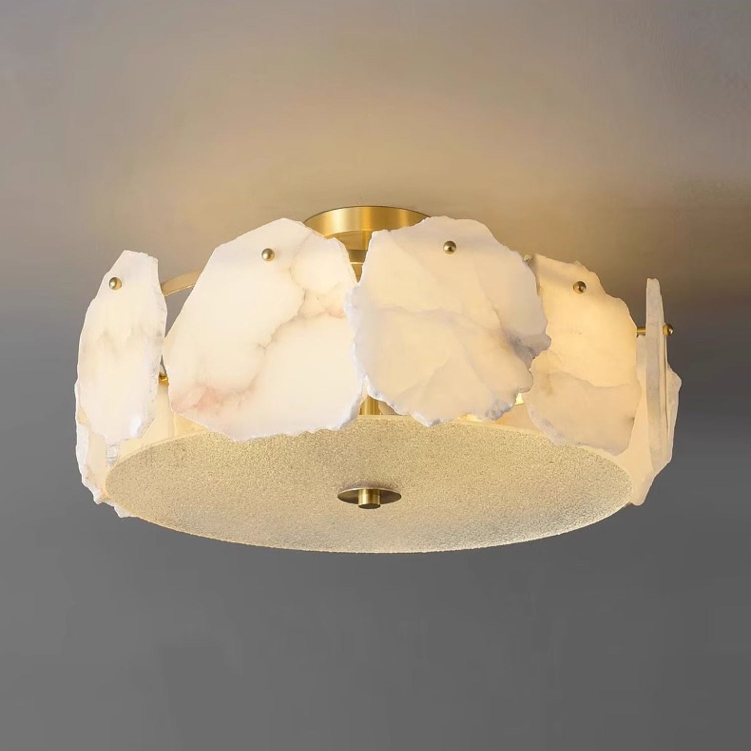 Zoruvys Sophisticated Disc Flat Alabaster Glass Ceiling Light - Neutralighting