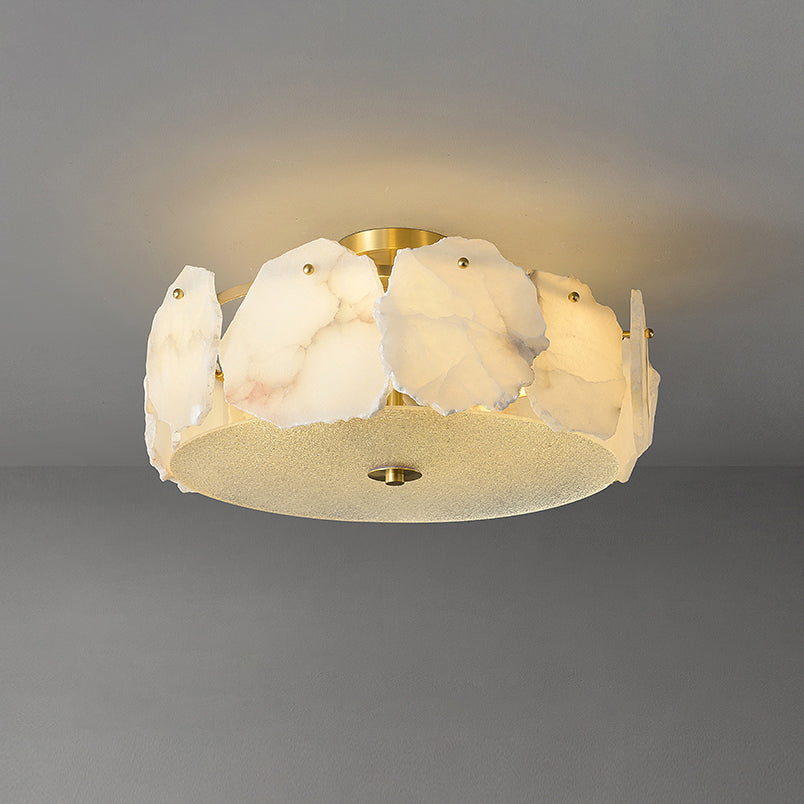 Zoruvys Sophisticated Disc Flat Alabaster Glass Ceiling Light - Neutralighting