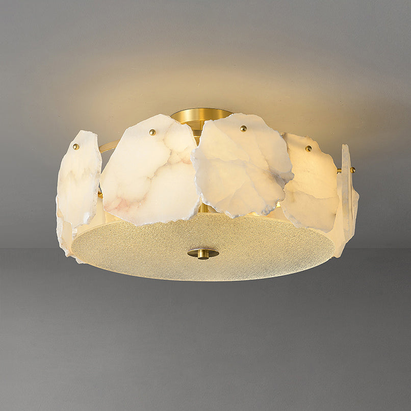 Zoruvys Sophisticated Disc Flat Alabaster Glass Ceiling Light - Neutralighting