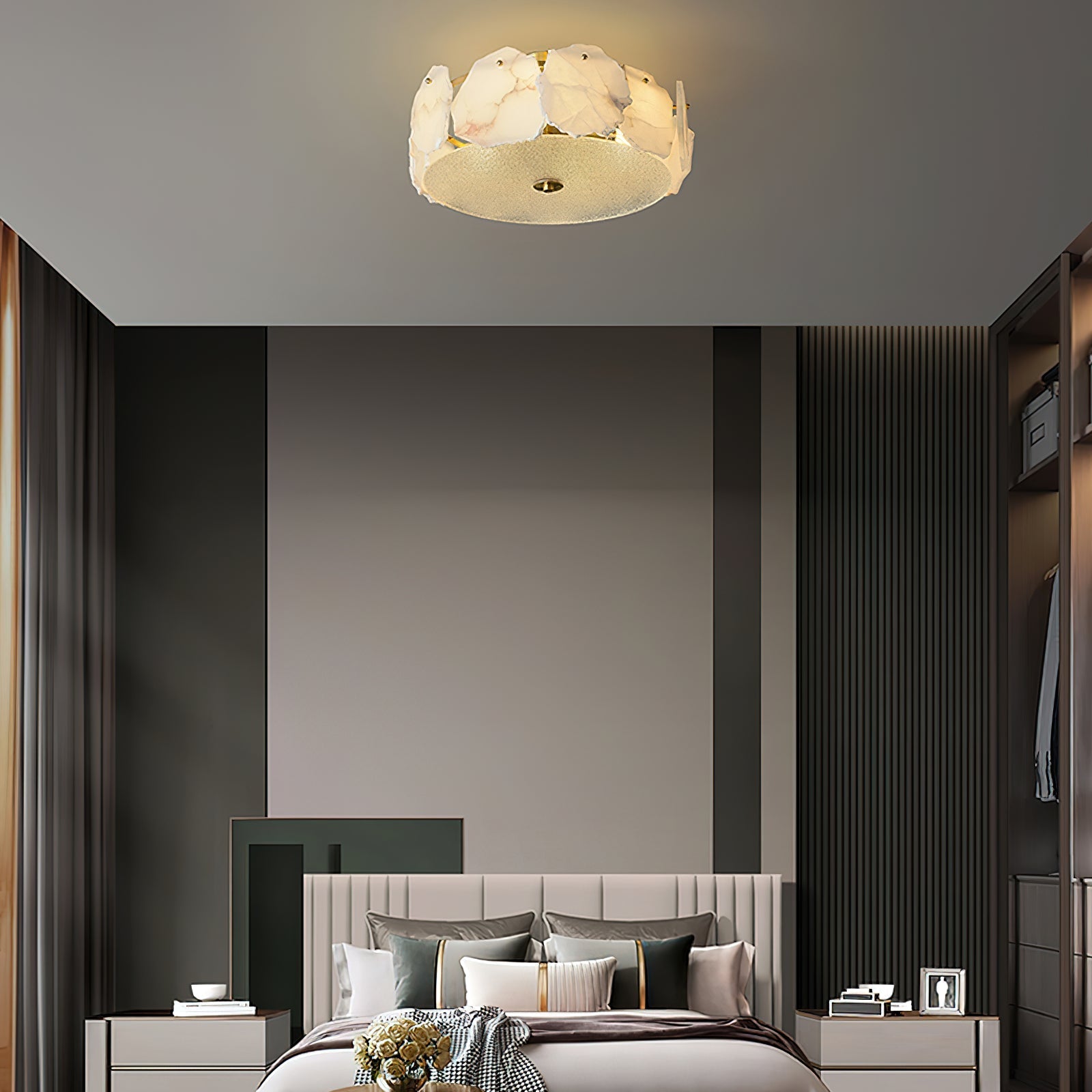 Zoruvys Sophisticated Disc Flat Alabaster Glass Ceiling Light - Neutralighting
