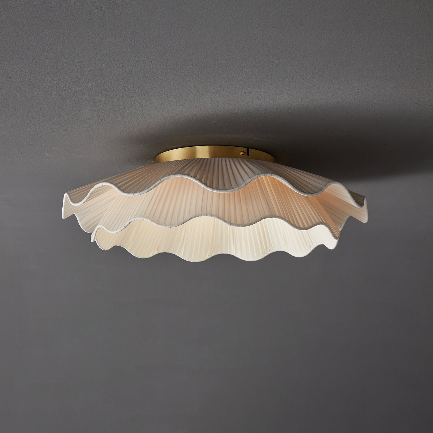 Tirah Fabric Wave Ceiling Light Brass - Neutralighting