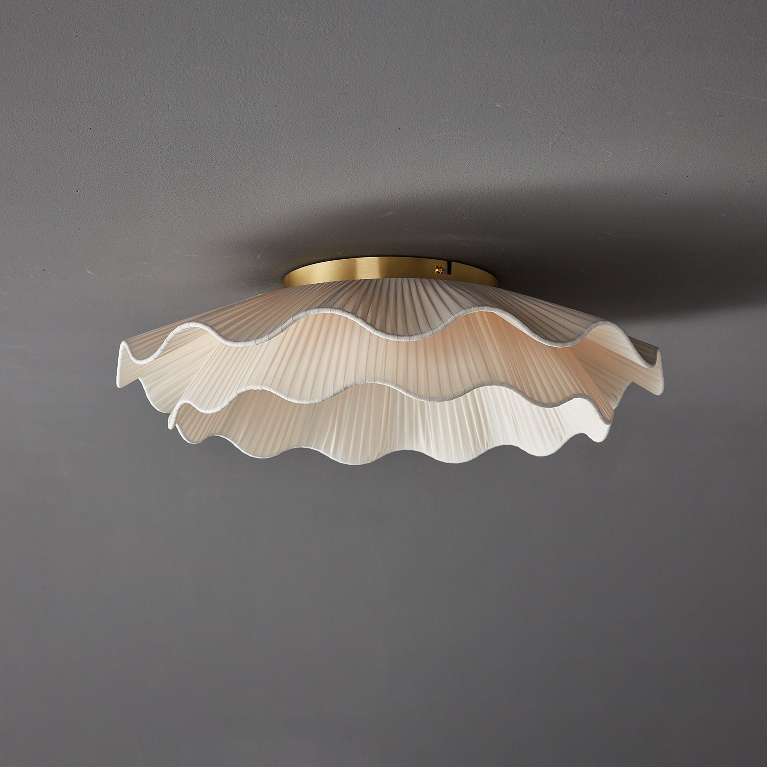 Tirah Fabric Wave Ceiling Light Brass - Neutralighting