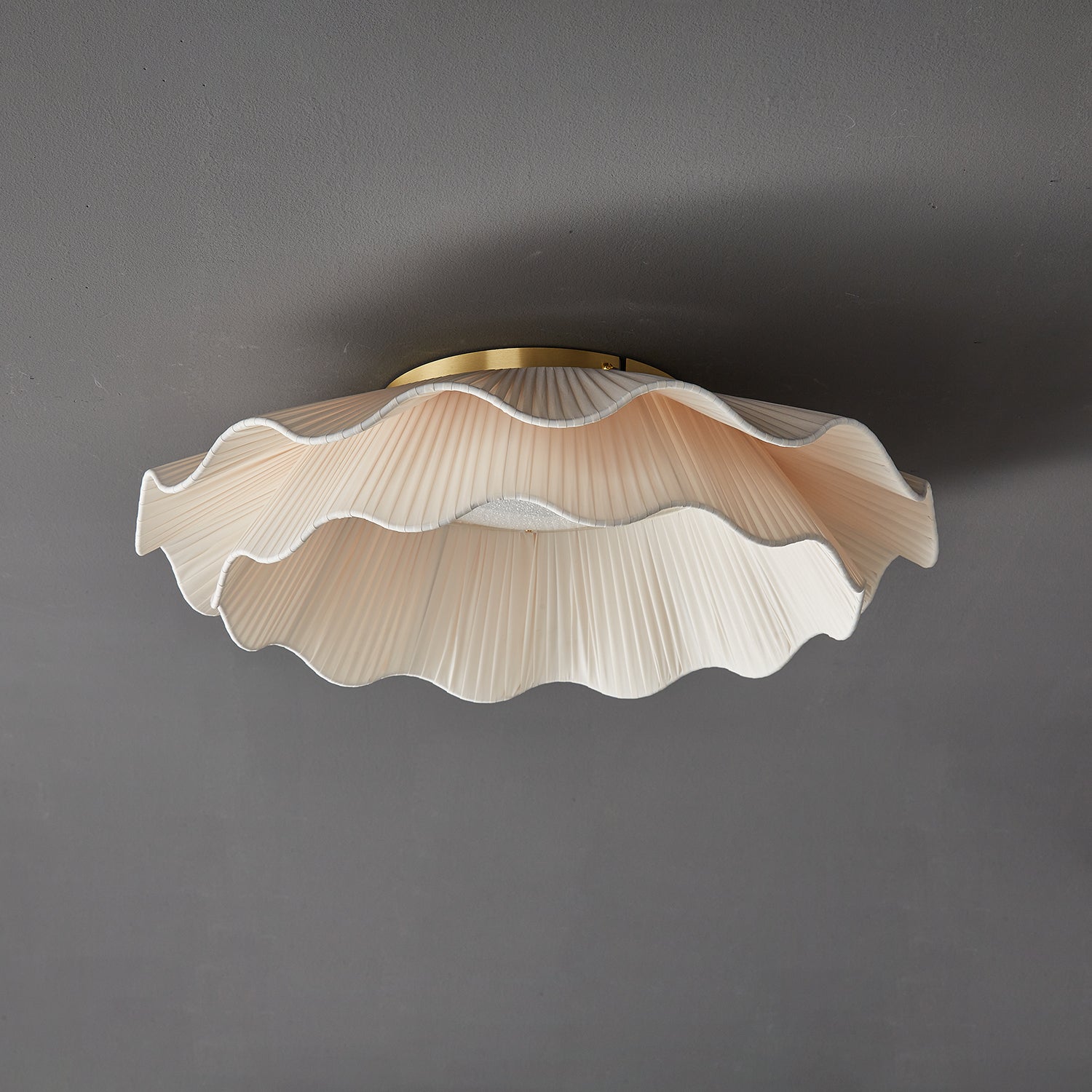 Tirah Fabric Wave Ceiling Light Brass - Neutralighting