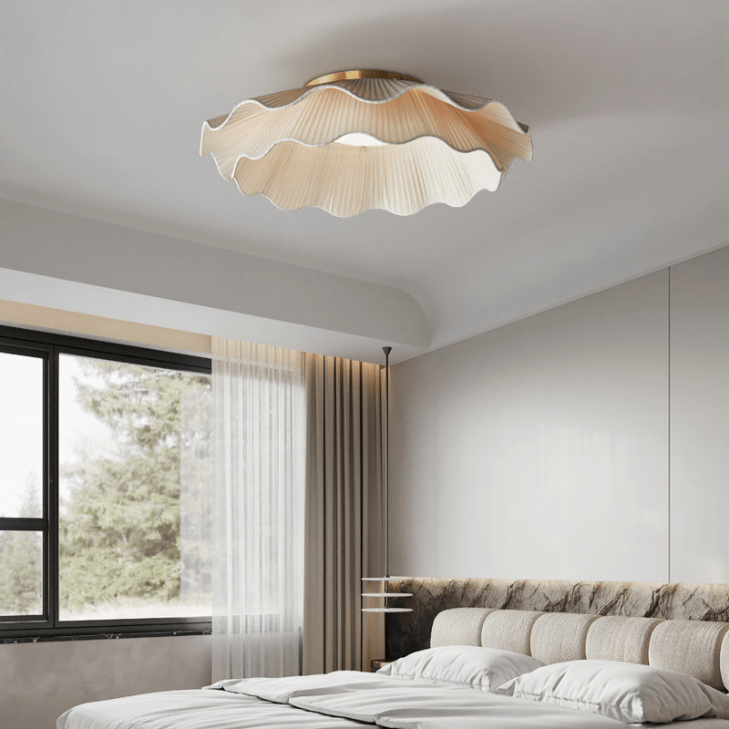 Tirah Fabric Wave Ceiling Light Brass - Neutralighting