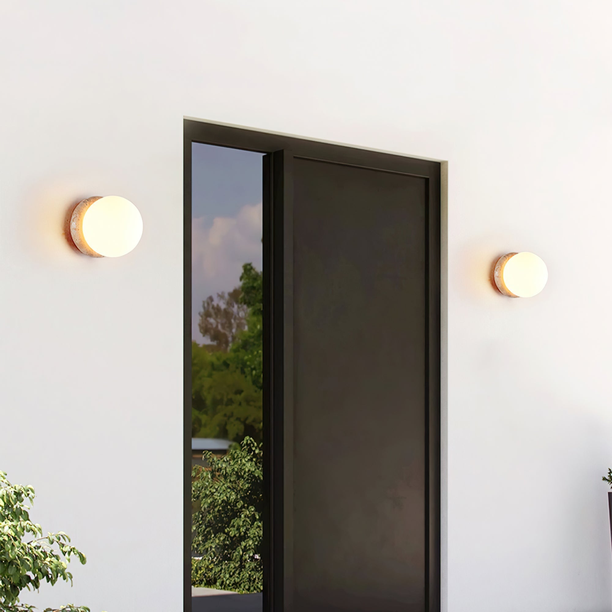 Caliror Round-Plate Travertine Wall Light - Neutralighting