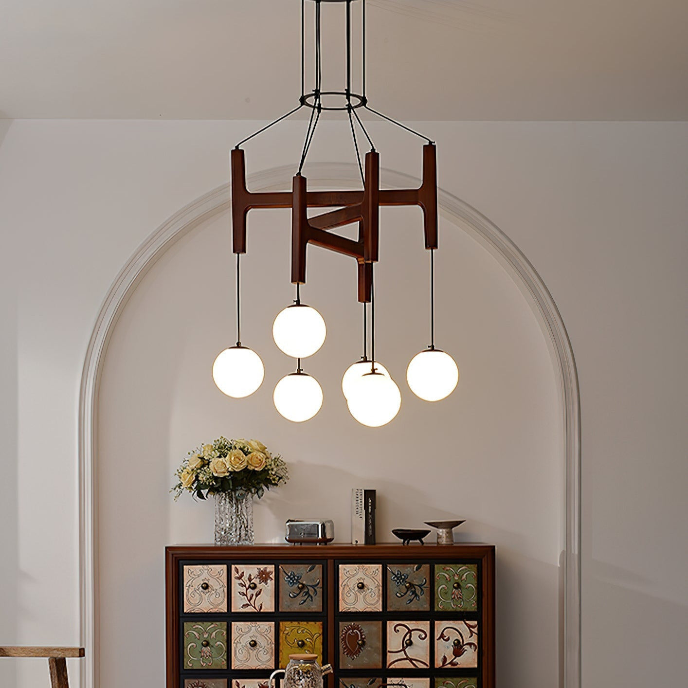 Terra Chandelier Geometric Wood - Neutralighting
