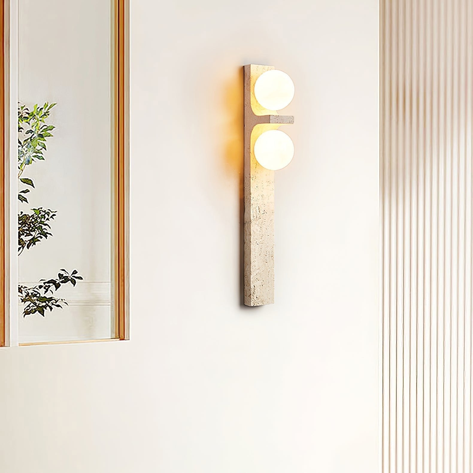 Eirikuvys Organic Modern Minimalist Travertine Wall Sconce - Neutralighting