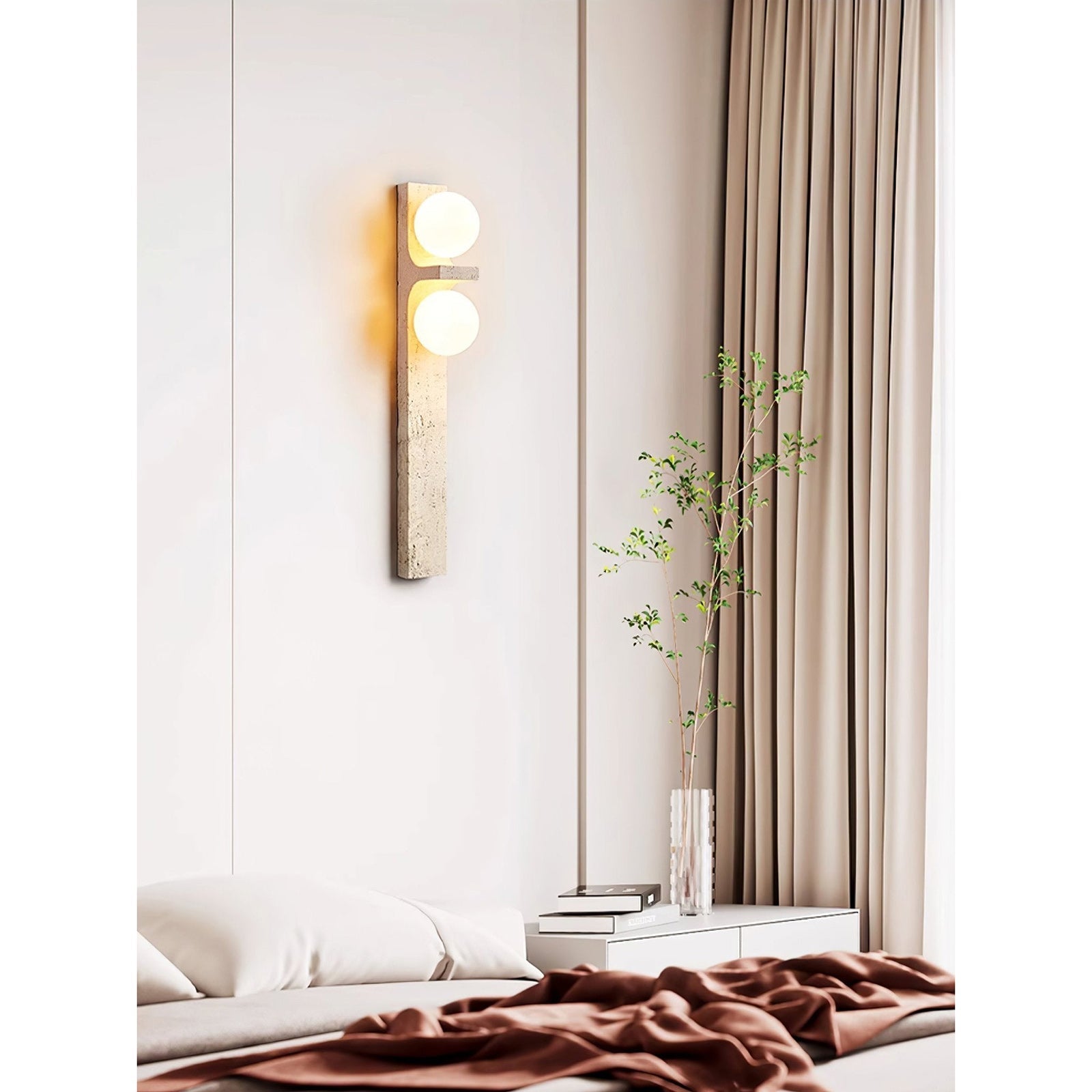 Eirikuvys Organic Modern Minimalist Travertine Wall Sconce - Neutralighting