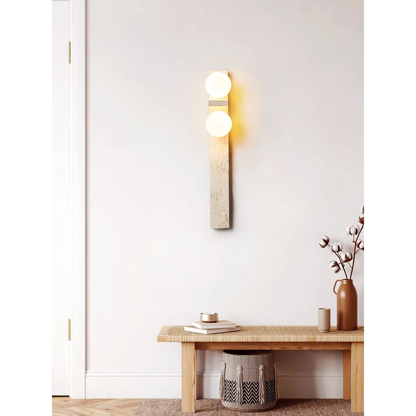 Eirikuvys Organic Modern Minimalist Travertine Wall Sconce - Neutralighting