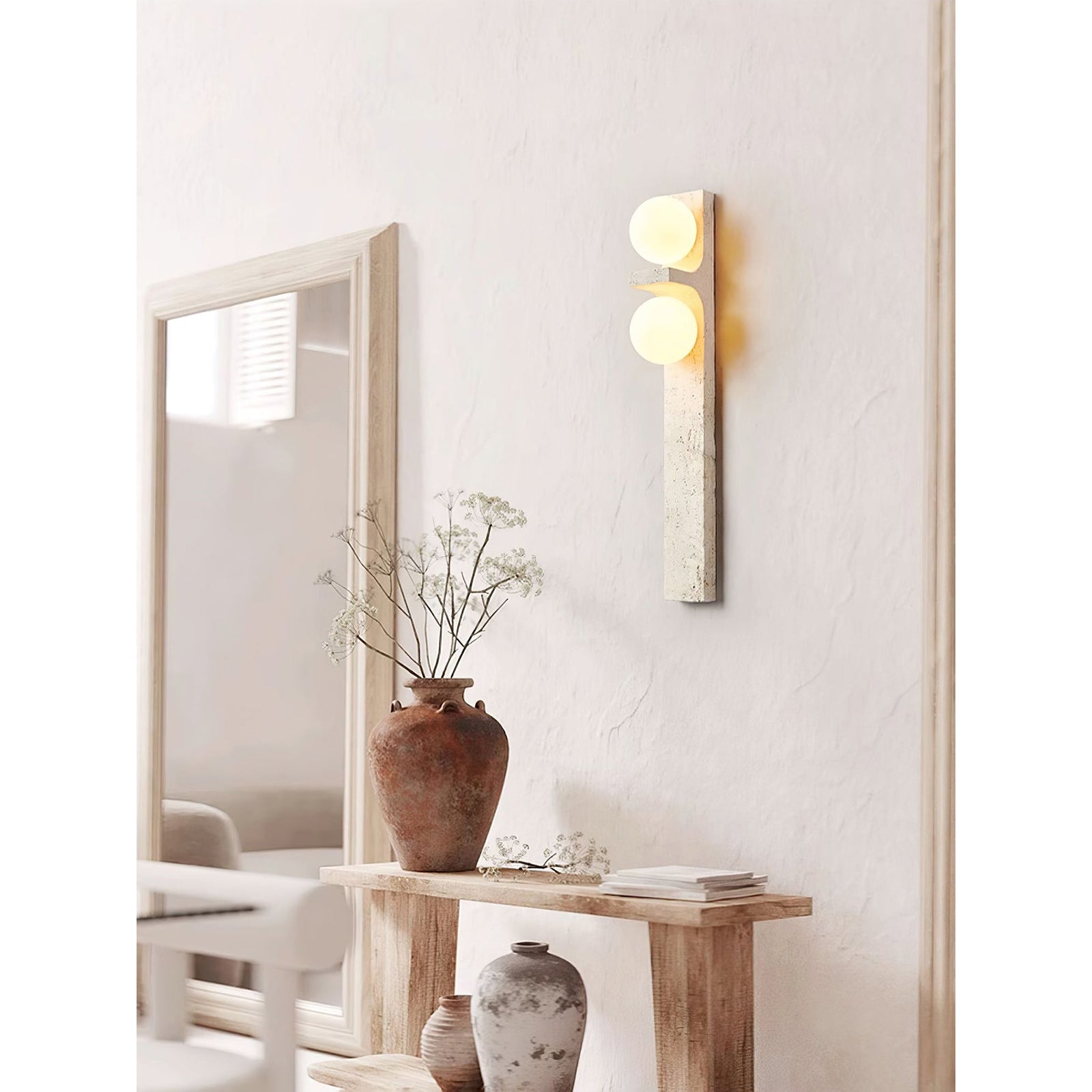 Eirikuvys Organic Modern Minimalist Travertine Wall Sconce - Neutralighting
