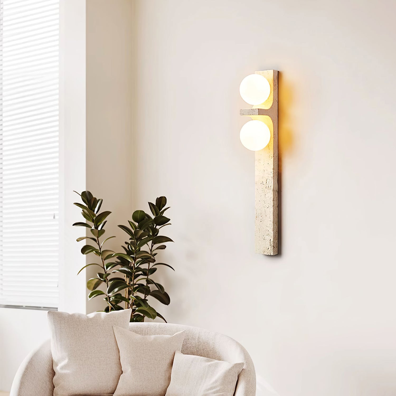 Eirikuvys Organic Modern Minimalist Travertine Wall Sconce - Neutralighting