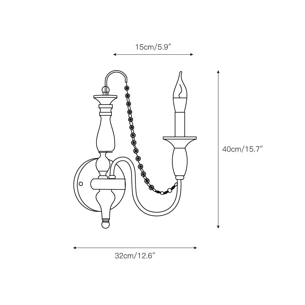 Jarnbruvys Traditional Candle Metal Crystal Wall Lamp - Neutralighting