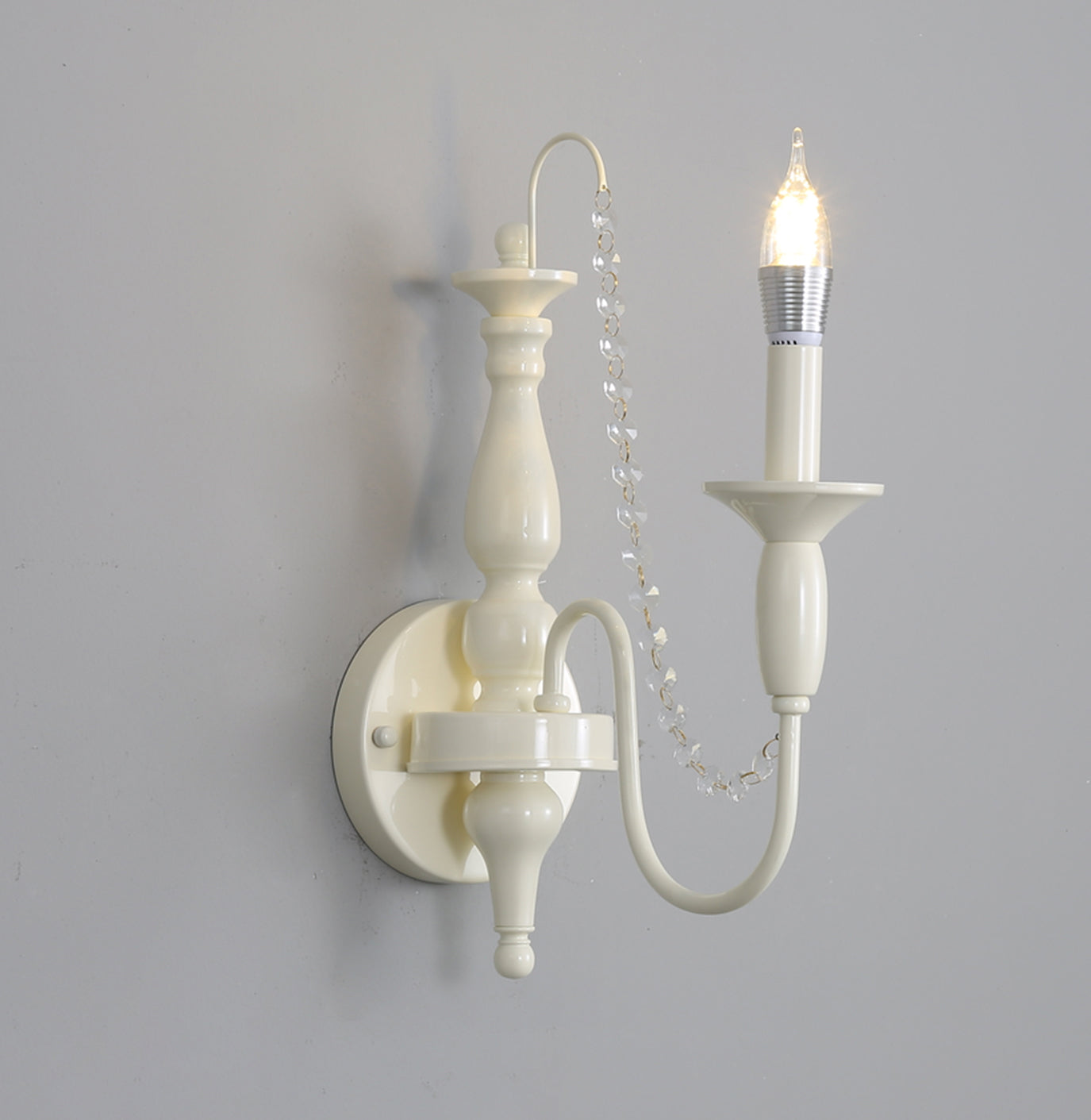 Jarnbruvys Traditional Candle Metal Crystal Wall Lamp - Neutralighting