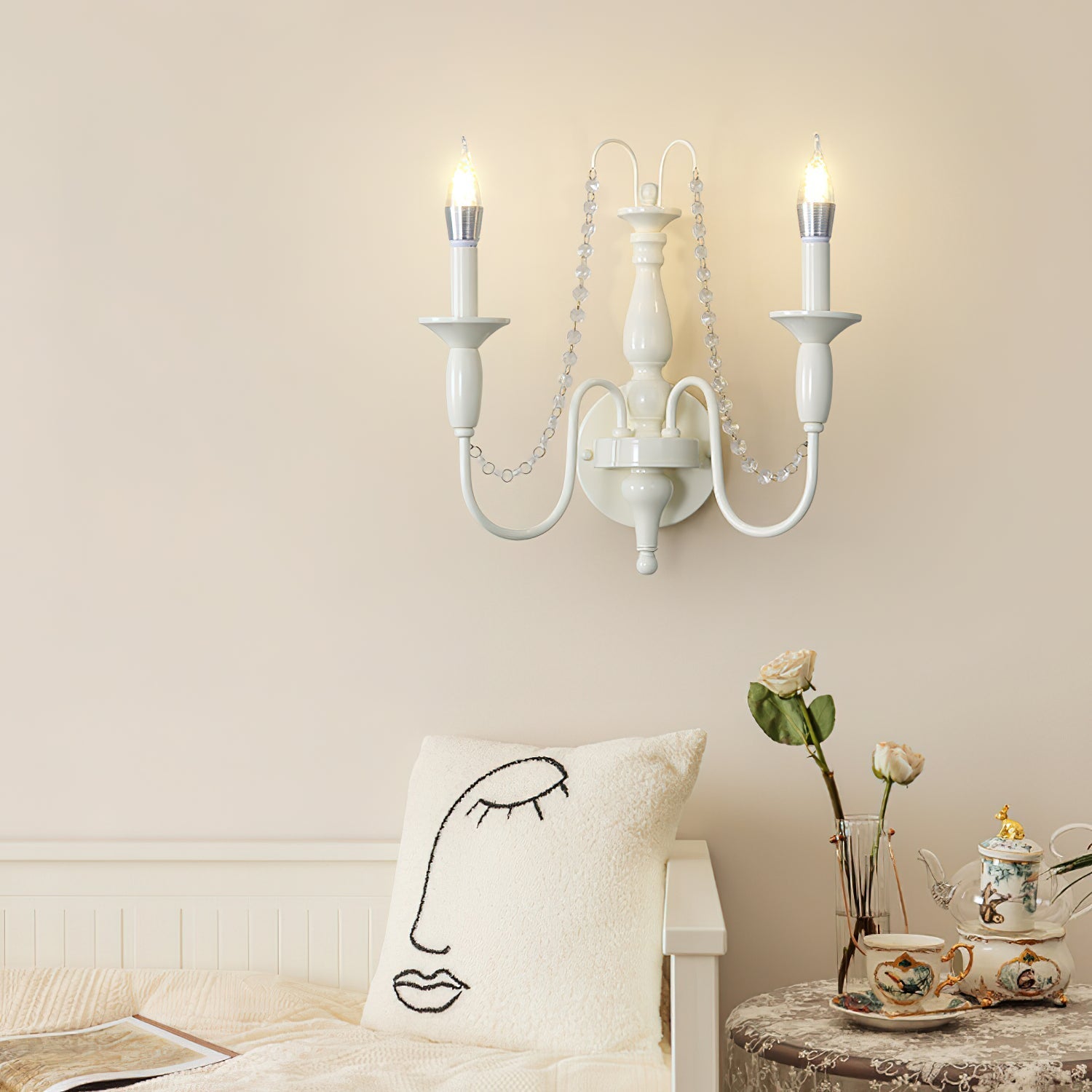 Jarnbruvys Traditional Candle Metal Crystal Wall Lamp - Neutralighting