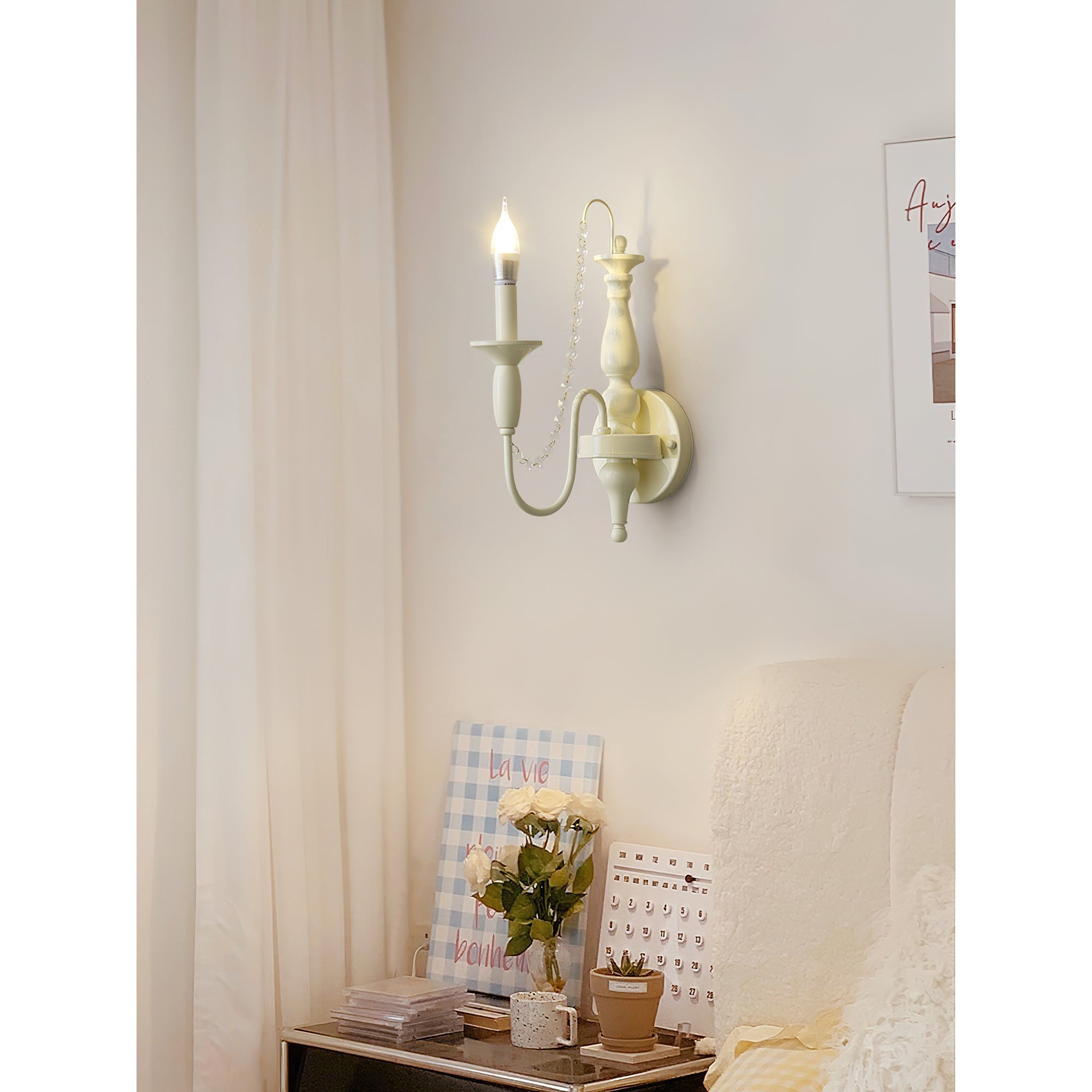 Jarnbruvys Traditional Candle Metal Crystal Wall Lamp - Neutralighting