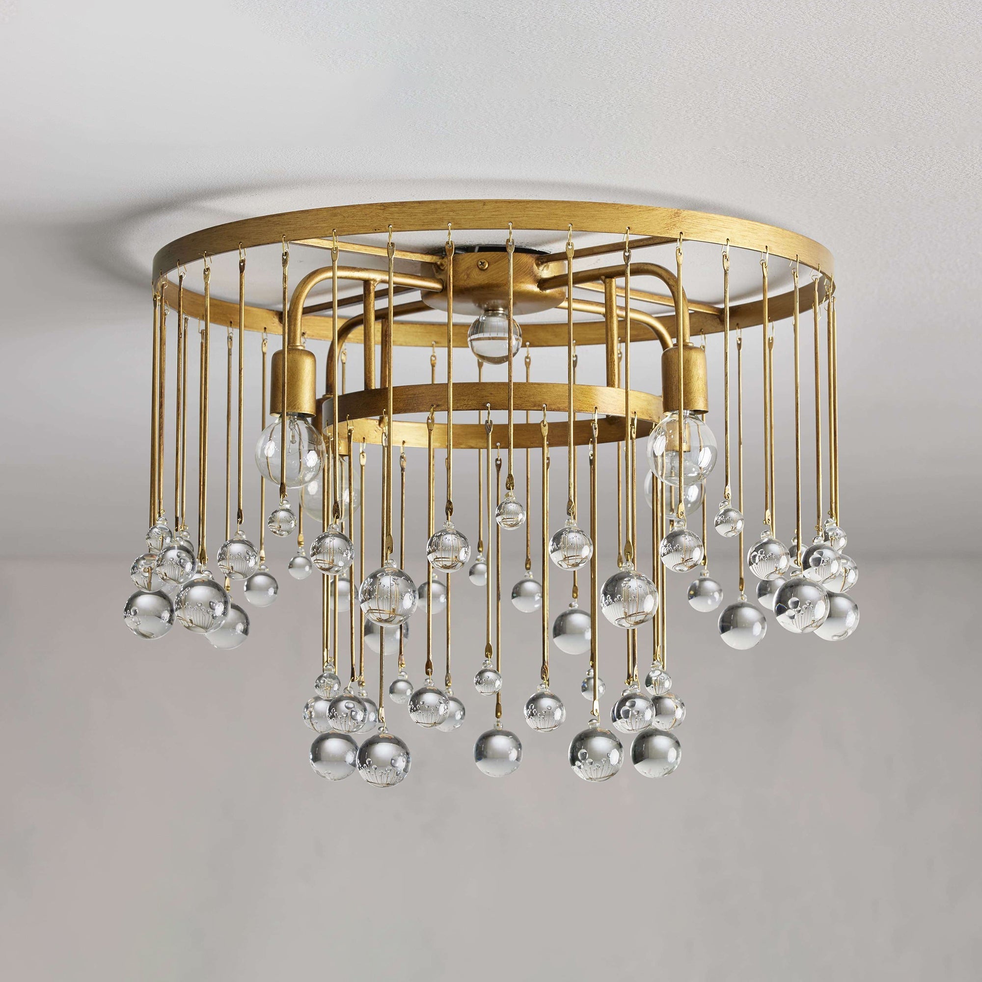 Fljotuvyo Postmodern Luxury Brass Crystal Flush Mount Ceiling Lamp - Neutralighting