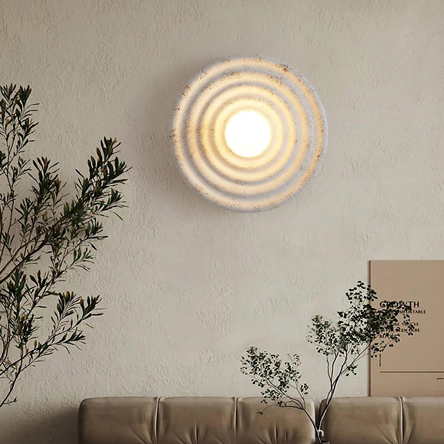 Wall Lamp Rippled Resin Round Shade Gentle Glow for Modern Spaces - Neutralighting
