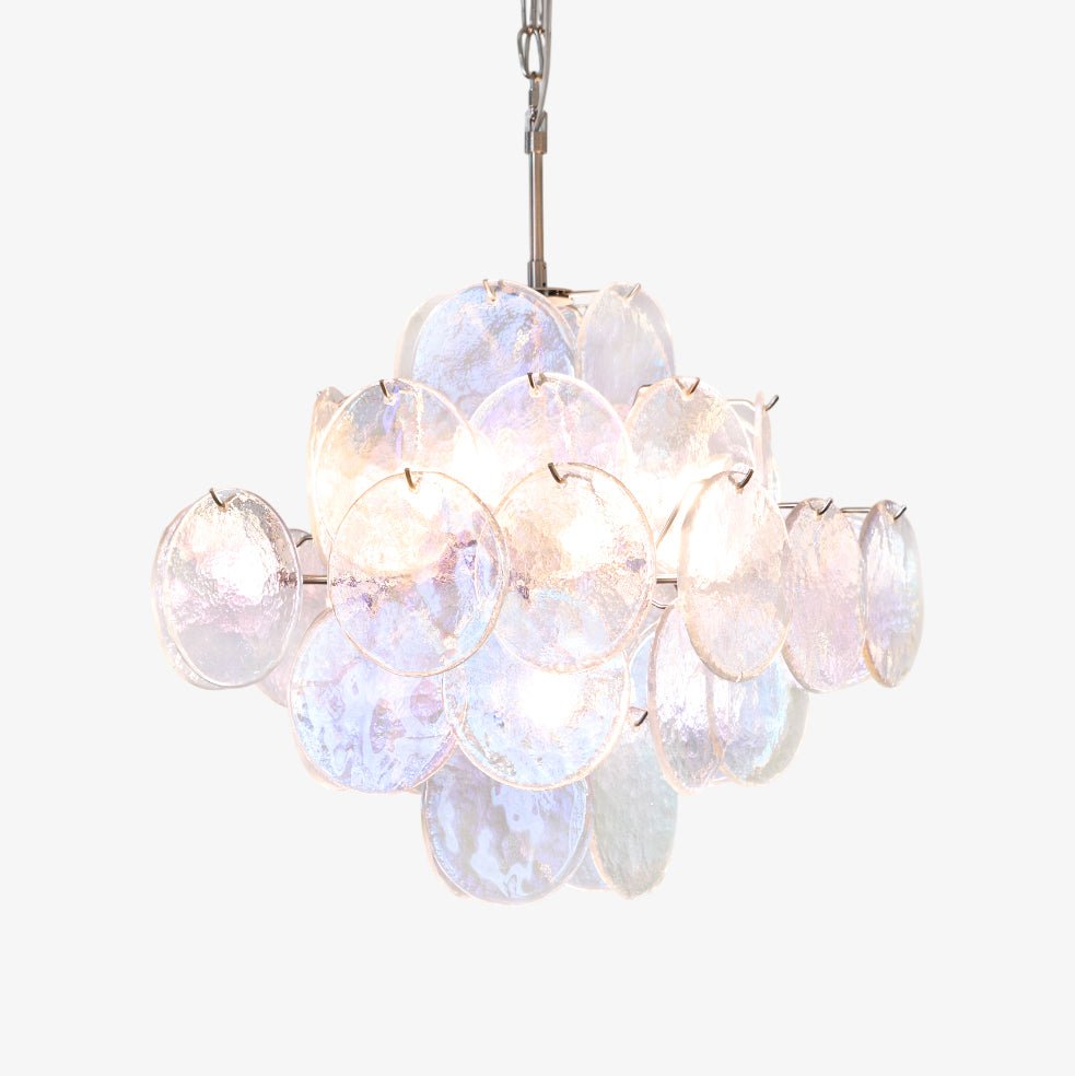 Aurora Chandelier Iridescent Murano Disc Layered