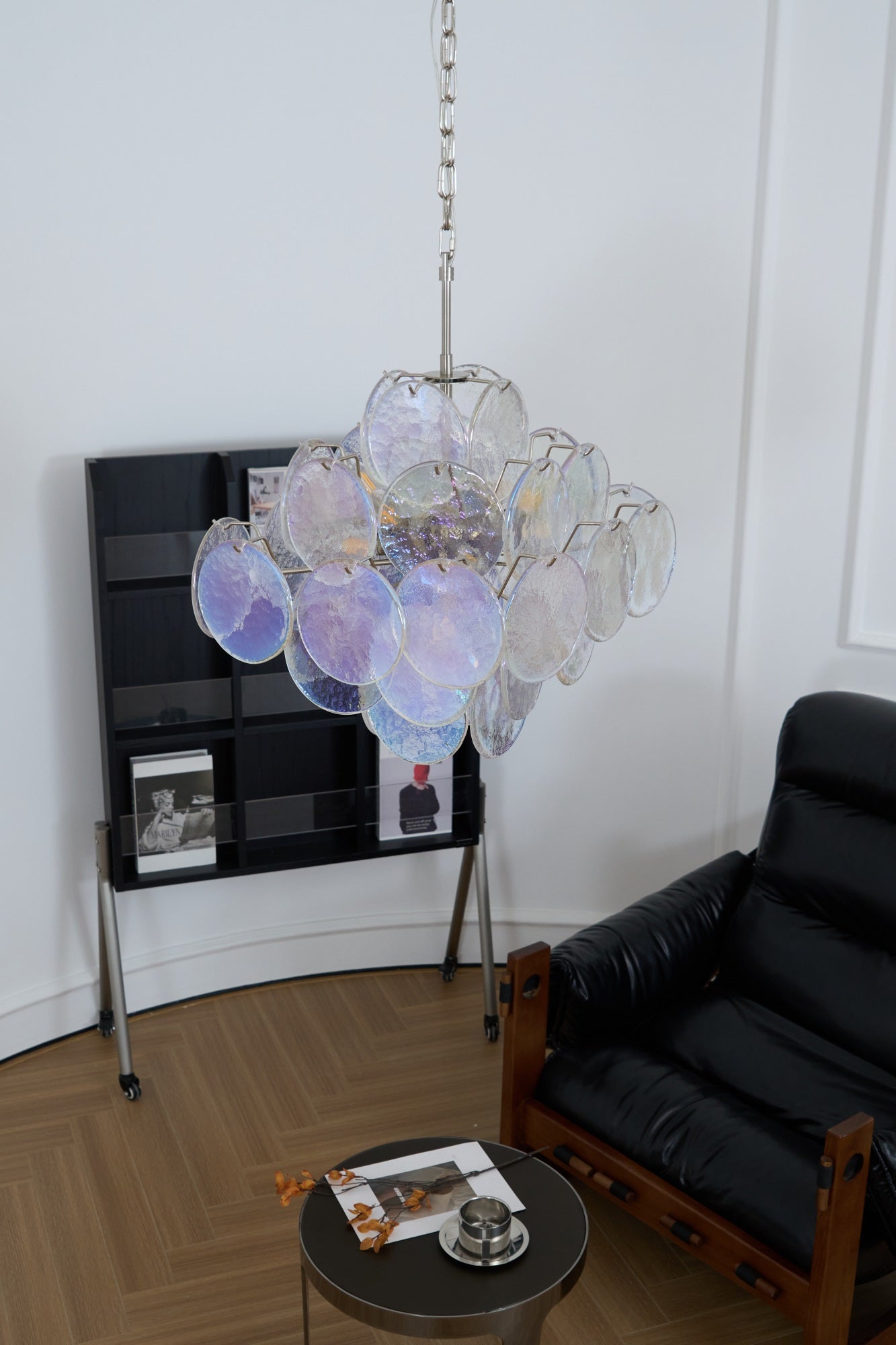 Aurora Chandelier Iridescent Murano Disc Layered