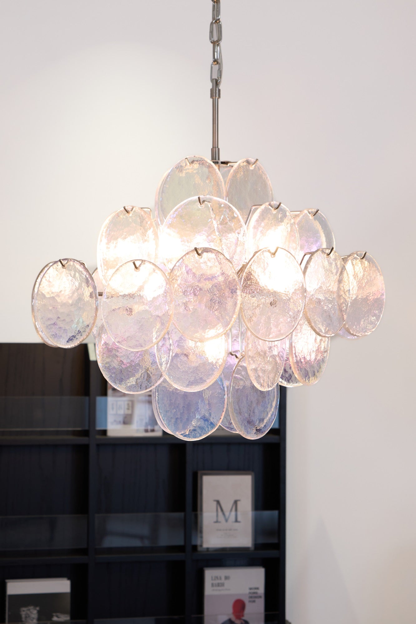 Aurora Chandelier Iridescent Murano Disc Layered