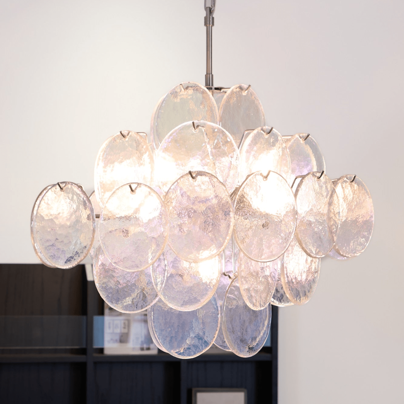 Aurora Chandelier Iridescent Murano Disc Layered