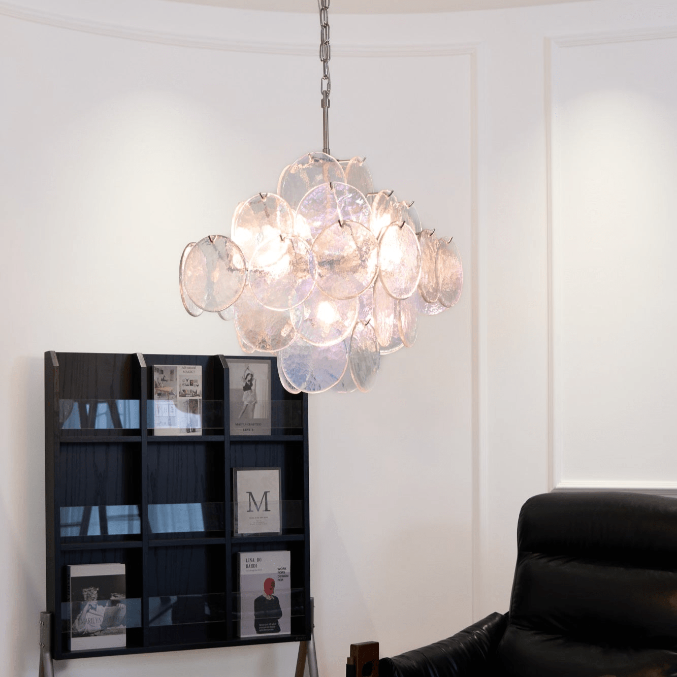 Aurora Chandelier Iridescent Murano Disc Layered