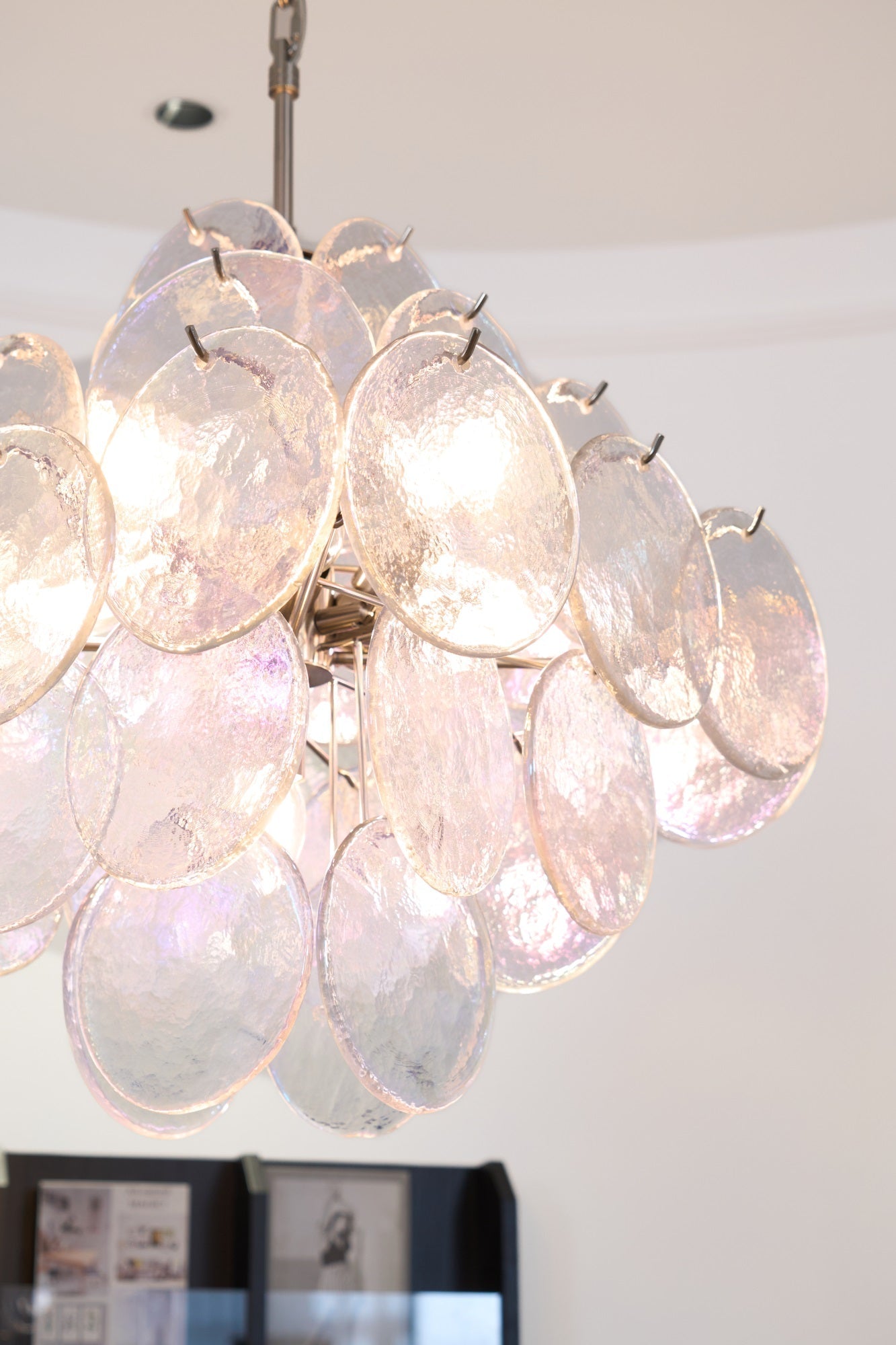 Aurora Chandelier Iridescent Murano Disc Layered