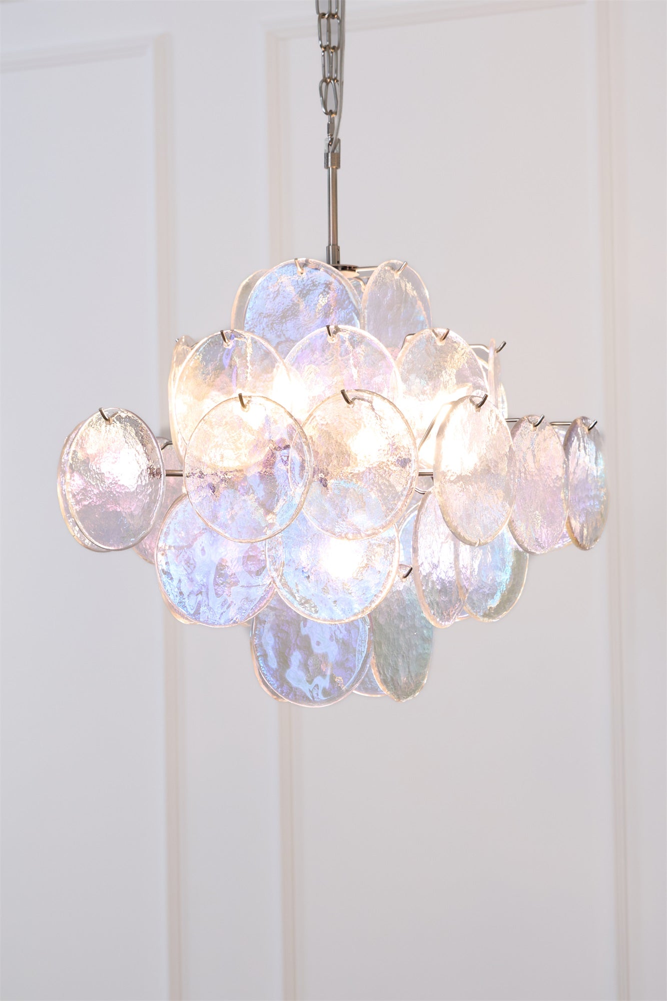Aurora Chandelier Iridescent Murano Disc Layered