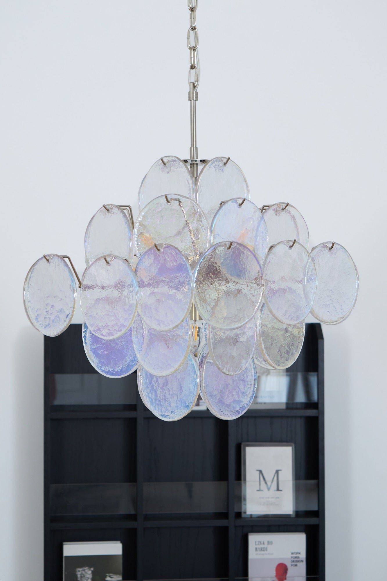 Aurora Chandelier Iridescent Murano Disc Layered