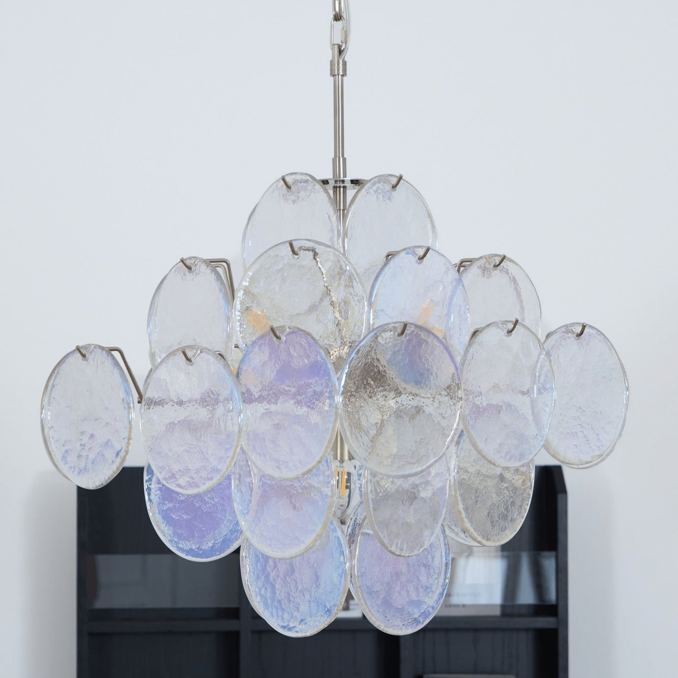 Aurora Chandelier Iridescent Murano Disc Layered