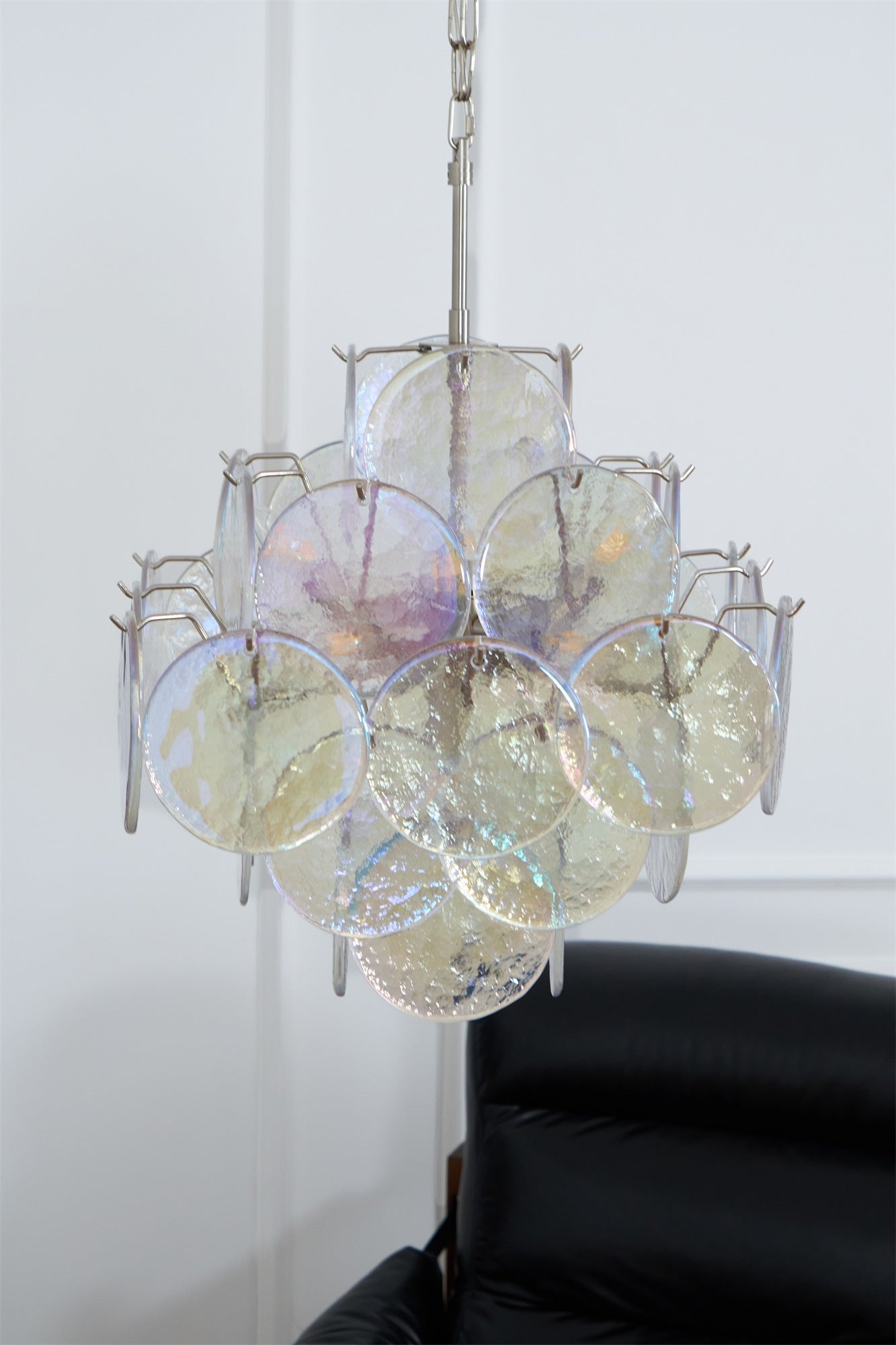 Aurora Chandelier Iridescent Murano Disc Layered