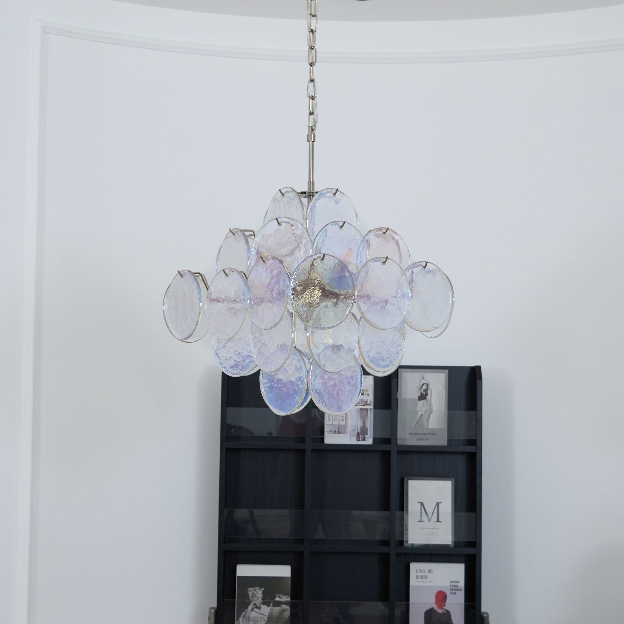 Aurora Chandelier Iridescent Murano Disc Layered