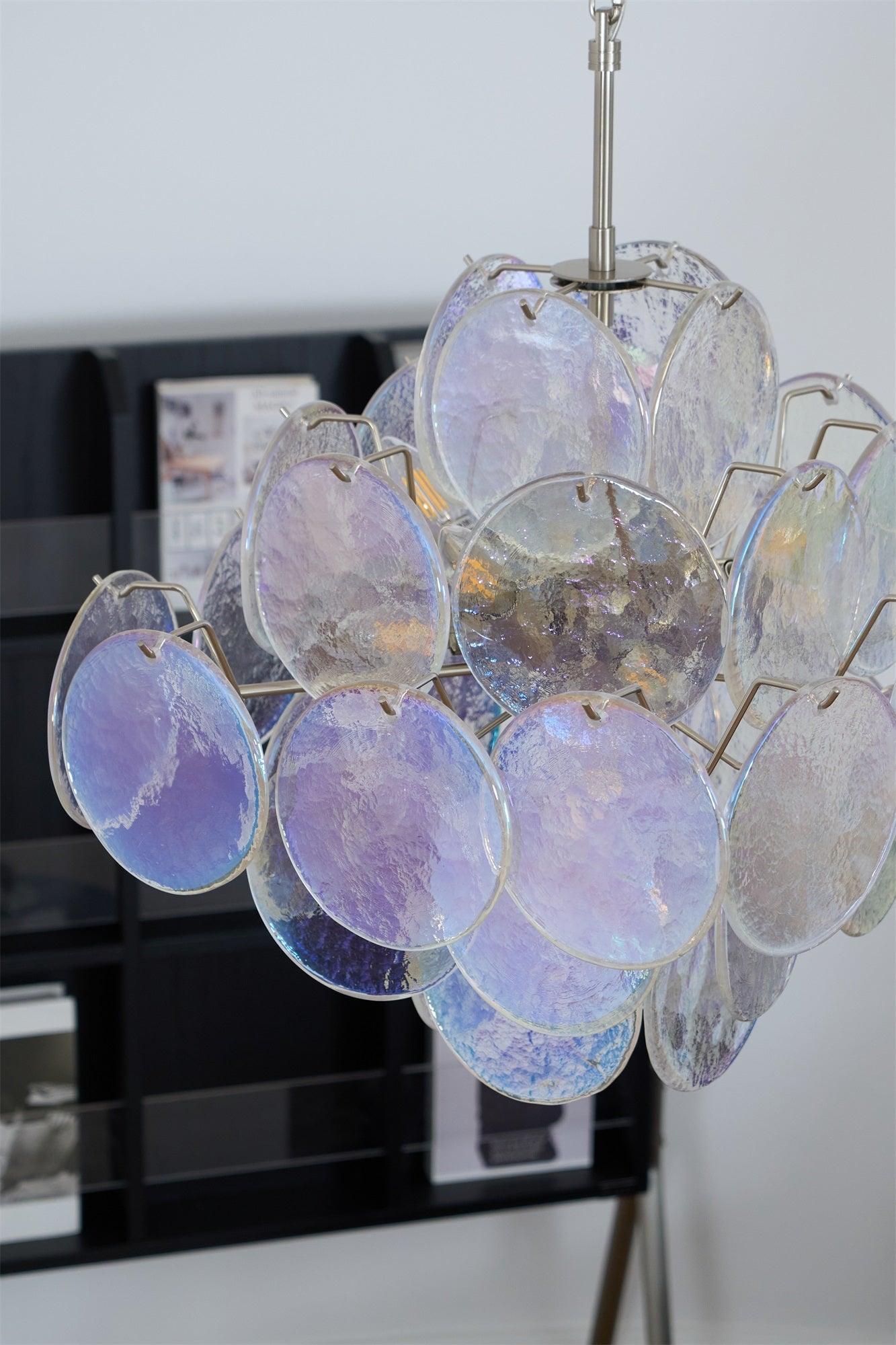Aurora Chandelier Iridescent Murano Disc Layered