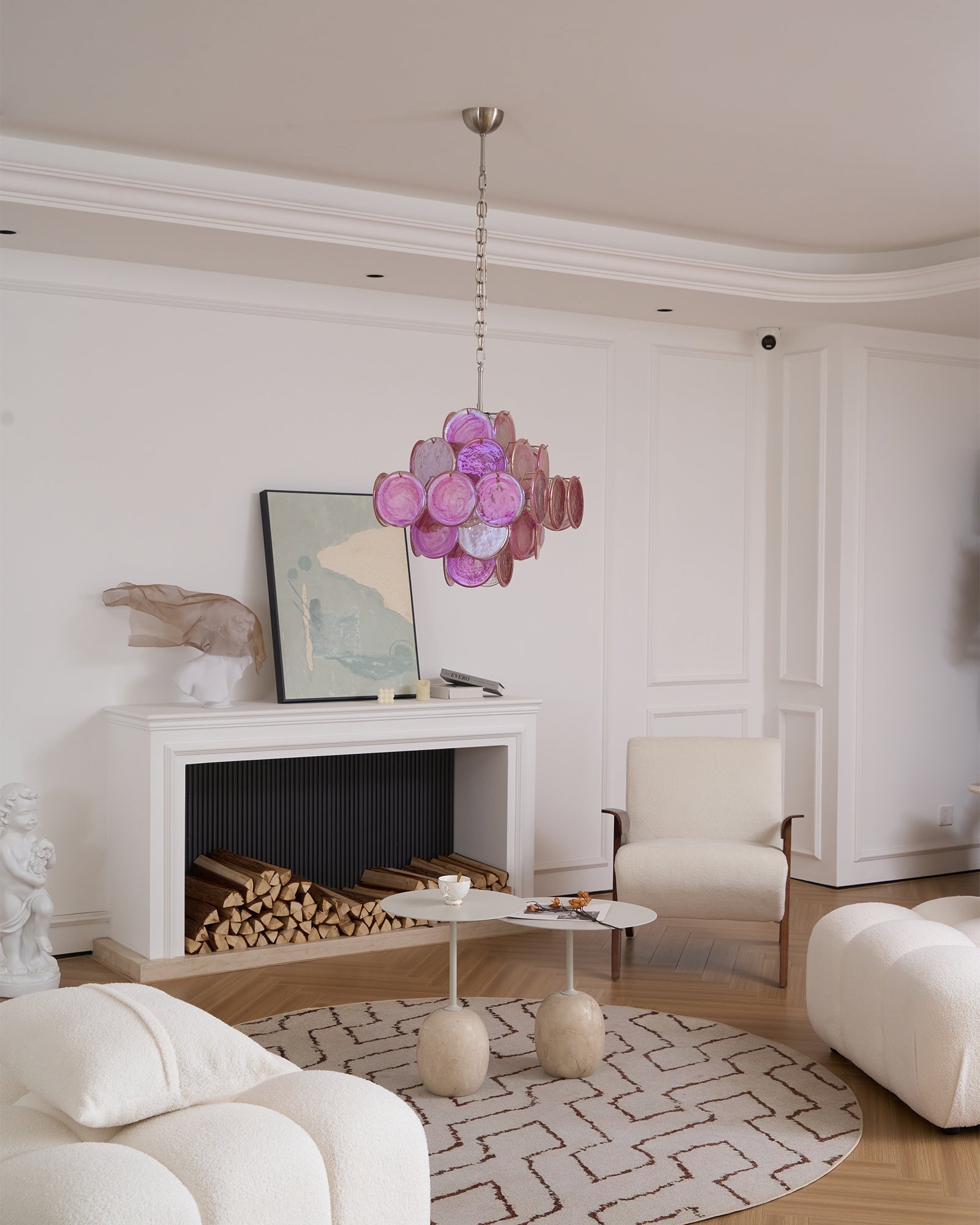 Aurora Chandelier Pink Glass Disc Layered Romantic - Neutralighting