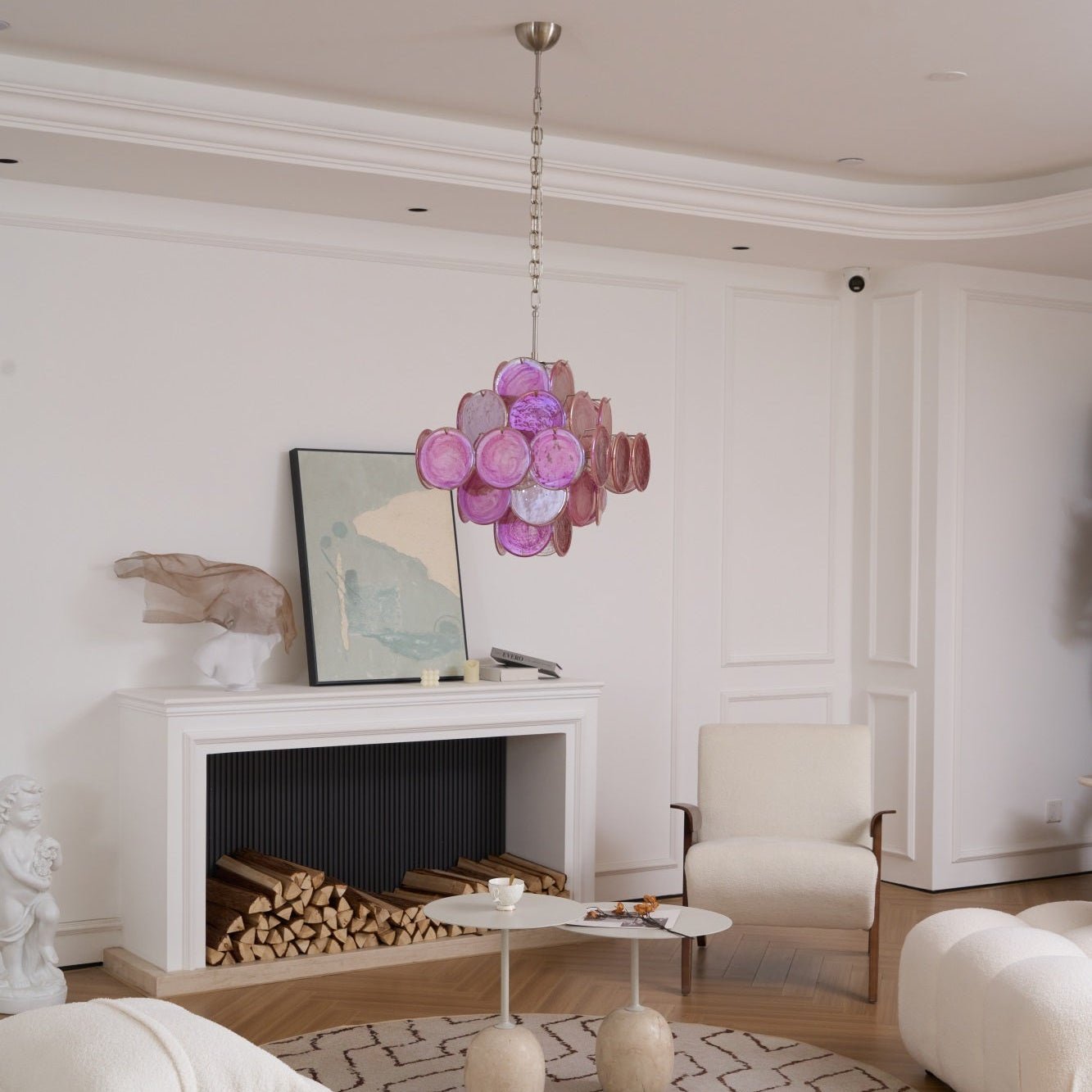 Aurora Chandelier Pink Glass Disc Layered Romantic - Neutralighting