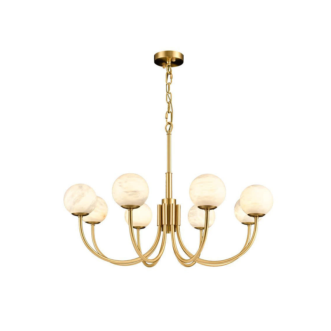 Mjolkuvys Modern Minimalist Globe Brass Alabaster Chandelier - Neutralighting