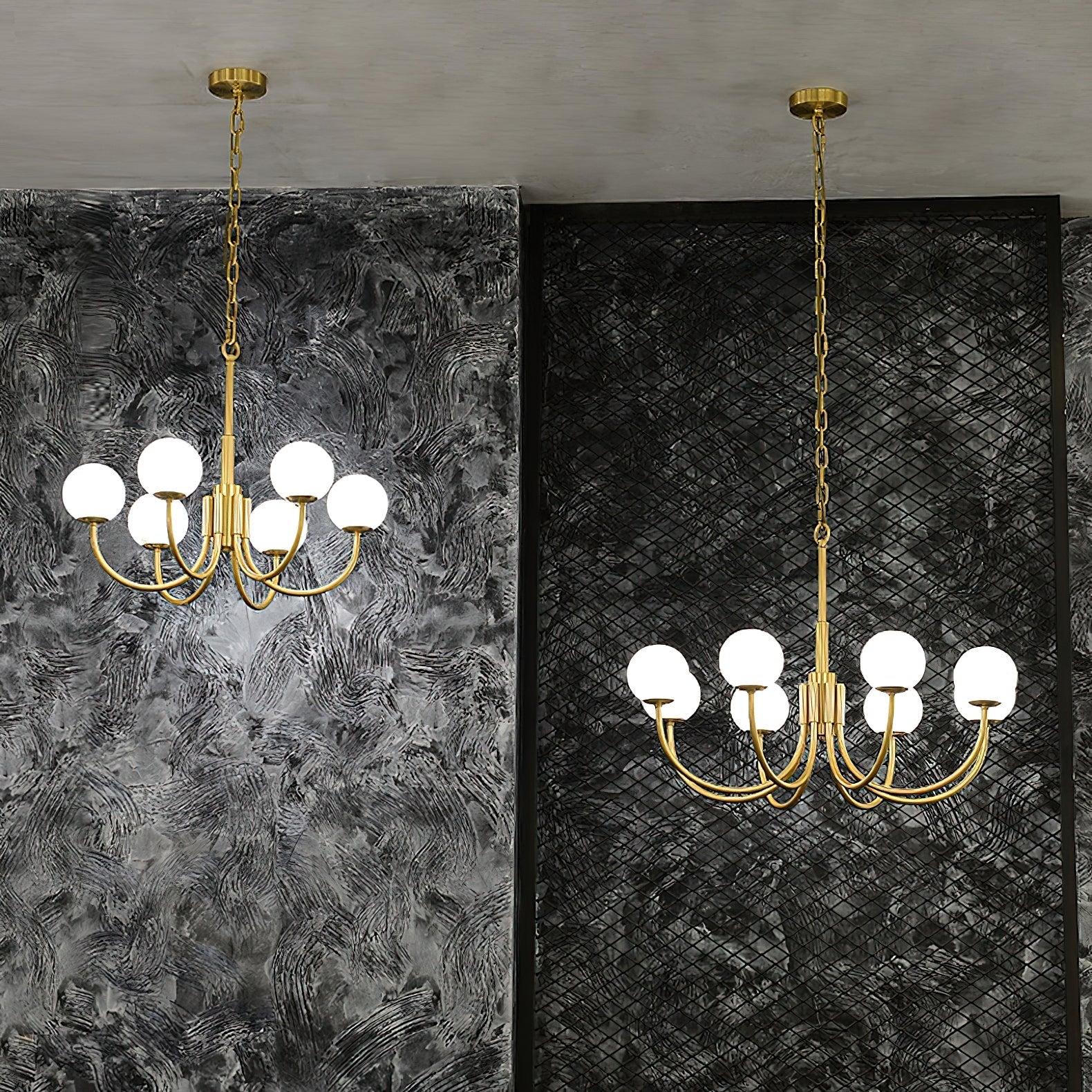 Mjolkuvys Modern Minimalist Globe Brass Alabaster Chandelier - Neutralighting