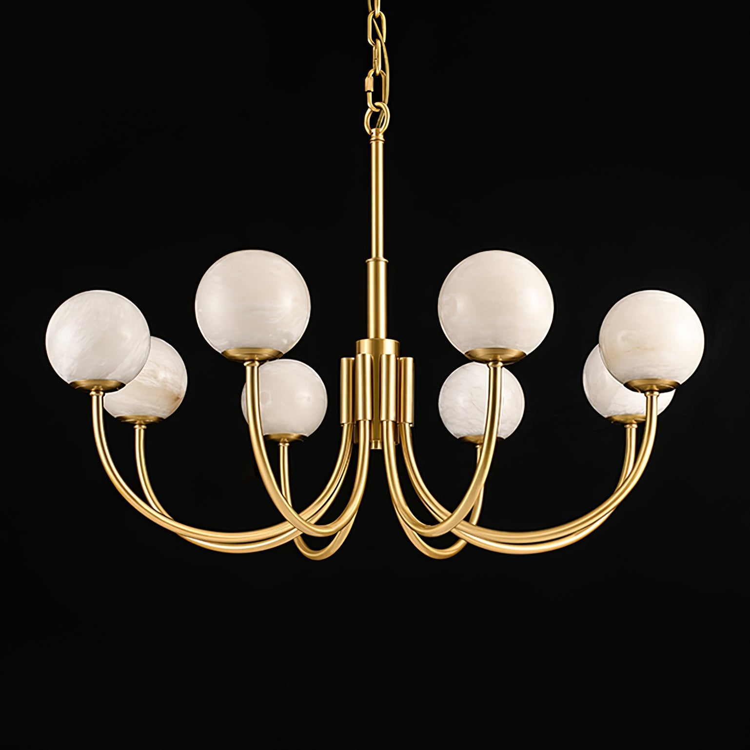 Mjolkuvys Modern Minimalist Globe Brass Alabaster Chandelier - Neutralighting