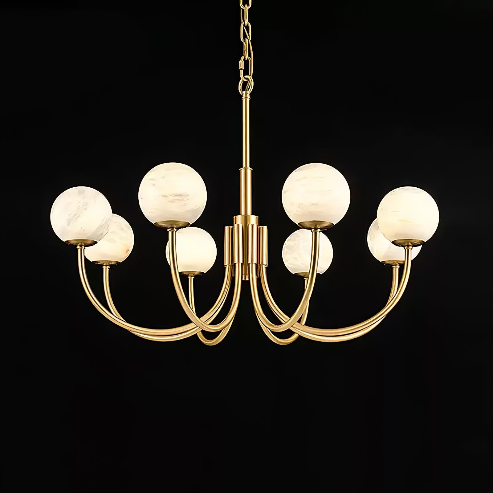 Mjolkuvys Modern Minimalist Globe Brass Alabaster Chandelier - Neutralighting