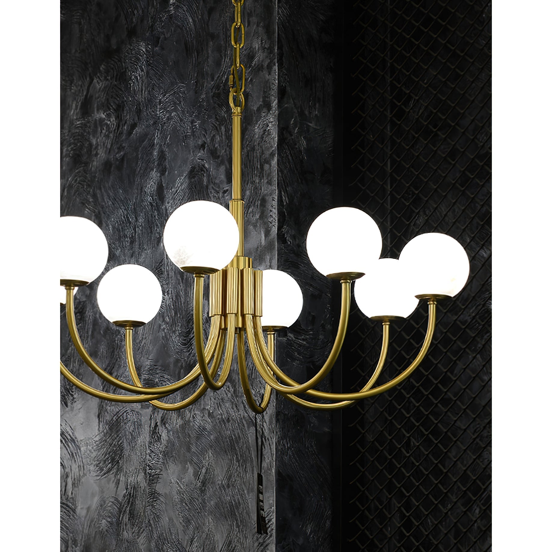 Mjolkuvys Modern Minimalist Globe Brass Alabaster Chandelier - Neutralighting