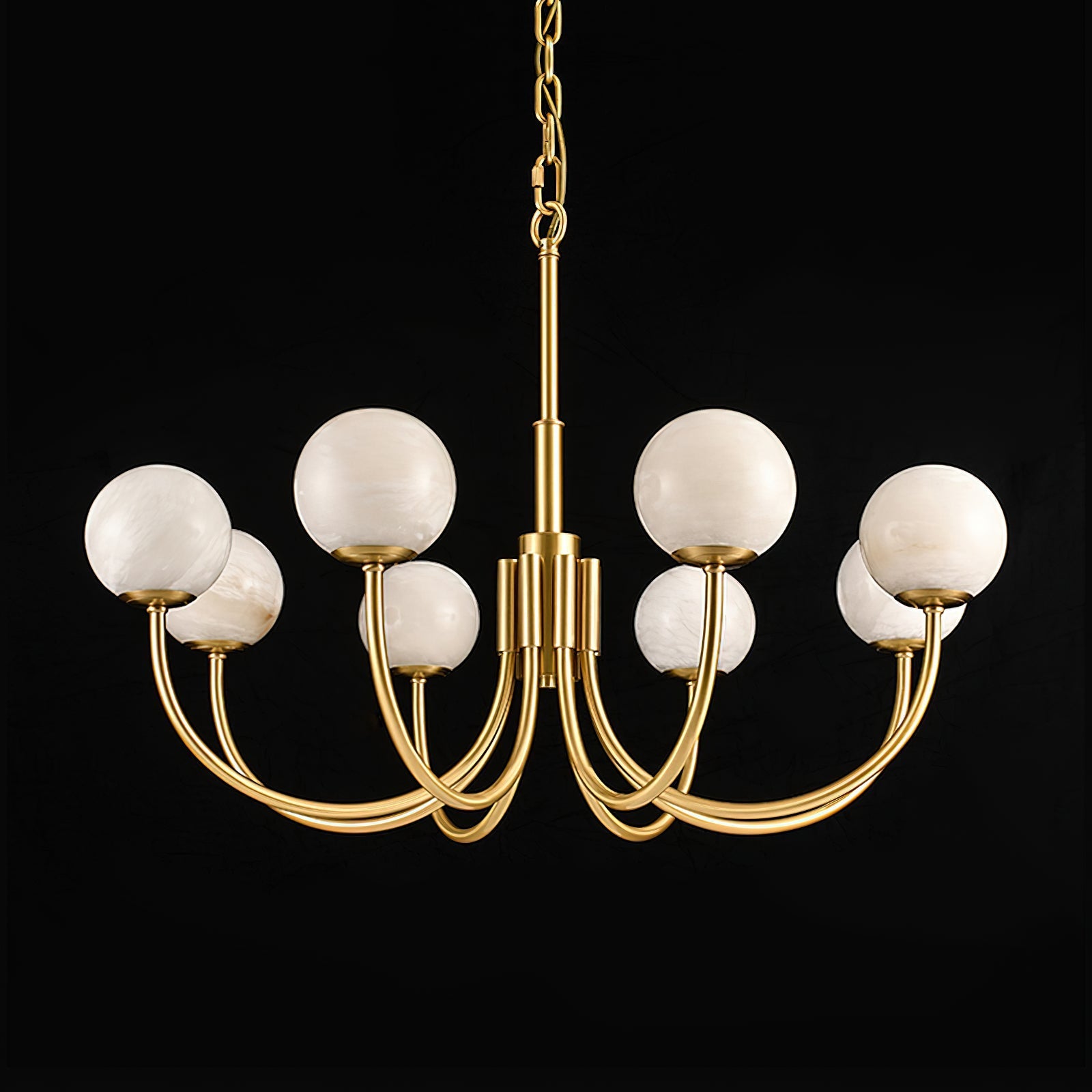 Mjolkuvys Modern Minimalist Globe Brass Alabaster Chandelier - Neutralighting