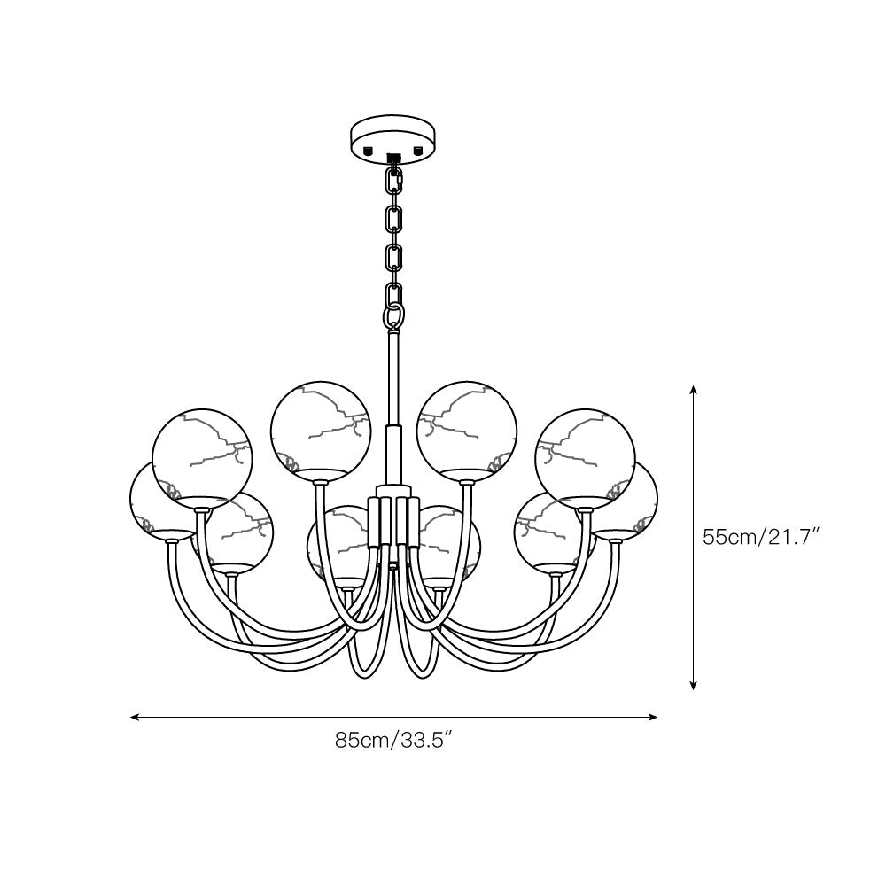 Mjolkuvys Modern Minimalist Globe Brass Alabaster Chandelier - Neutralighting