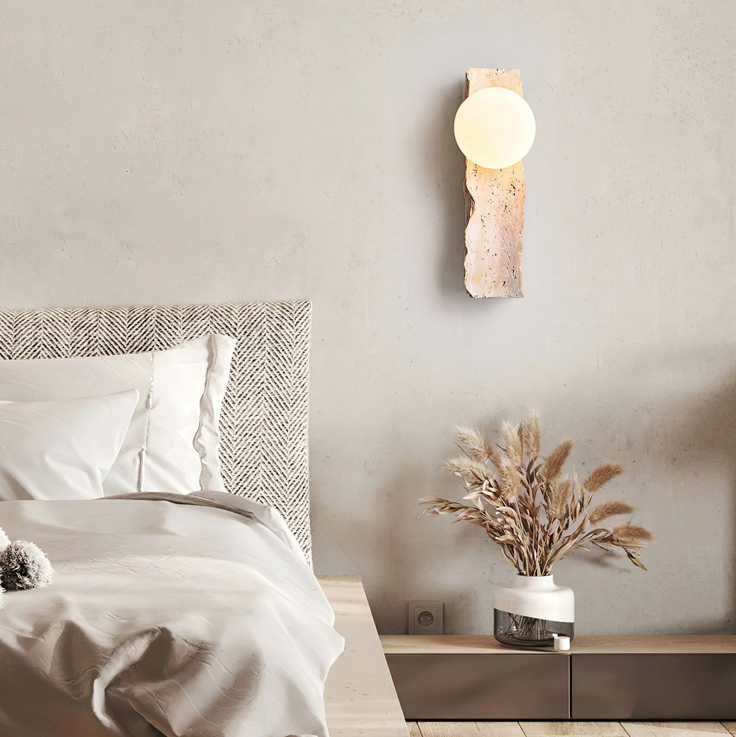 Aureum Modern Minimalist Glass Travertine Wall Lamp - Neutralighting