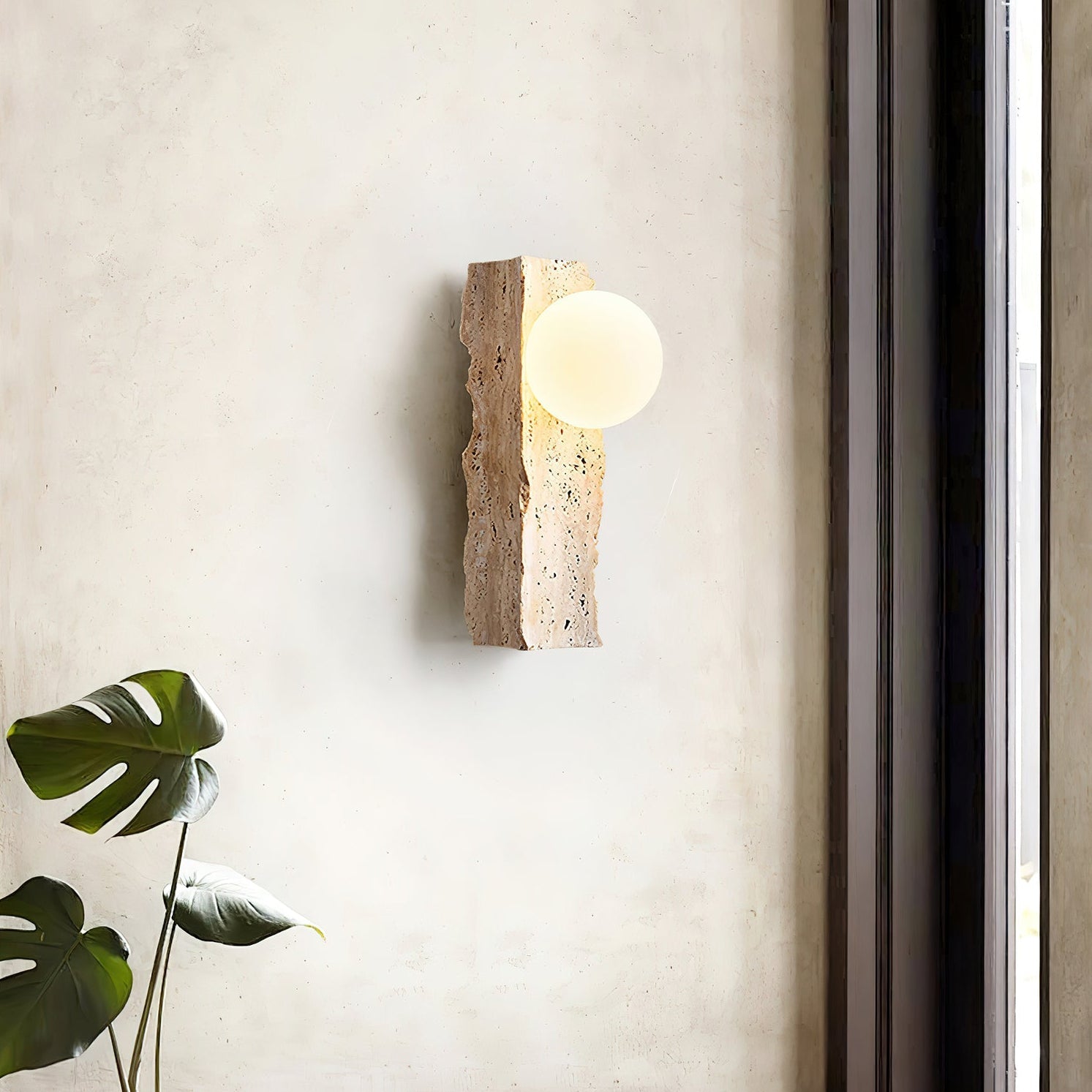 Aureum Modern Minimalist Glass Travertine Wall Lamp - Neutralighting