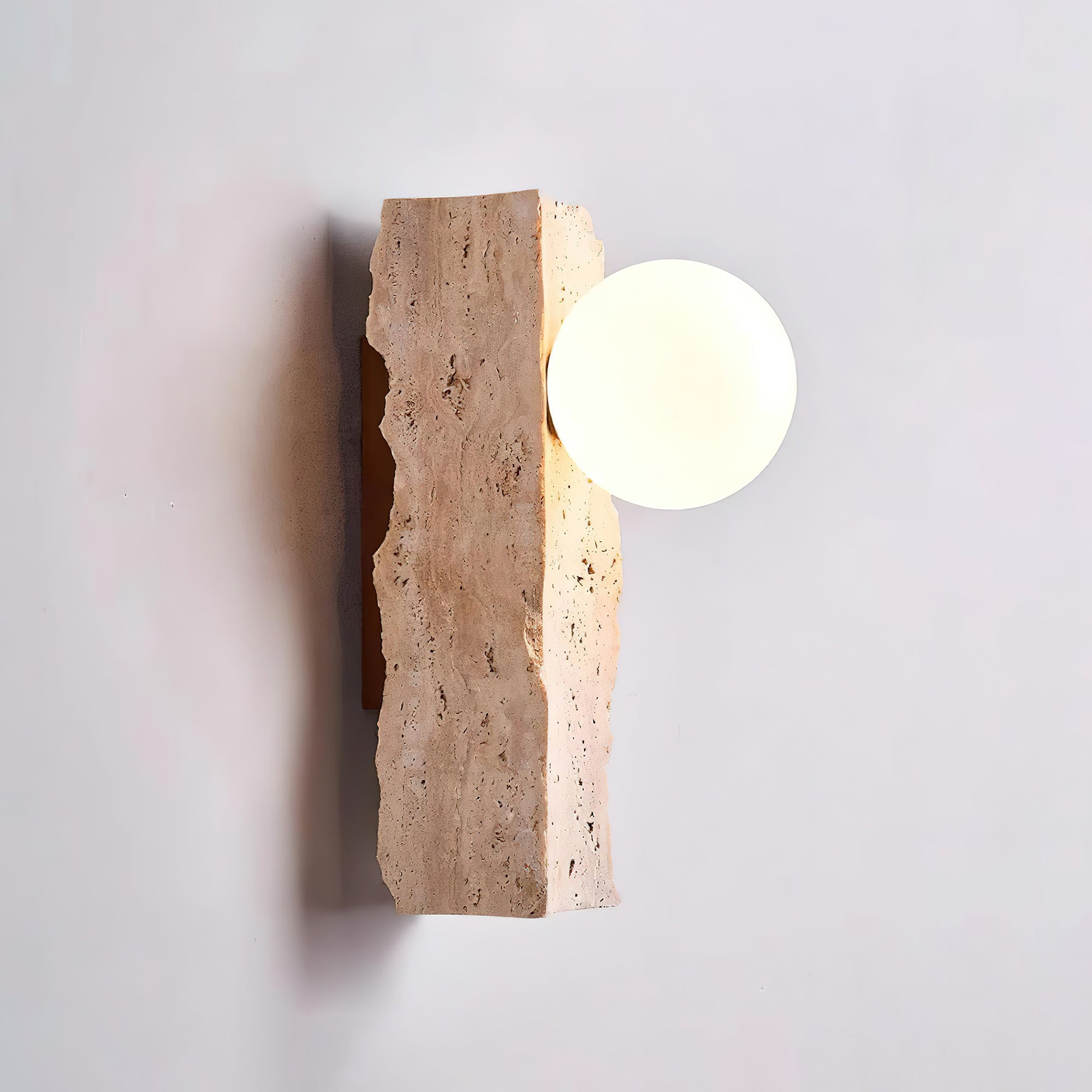 Aureum Modern Minimalist Glass Travertine Wall Lamp - Neutralighting