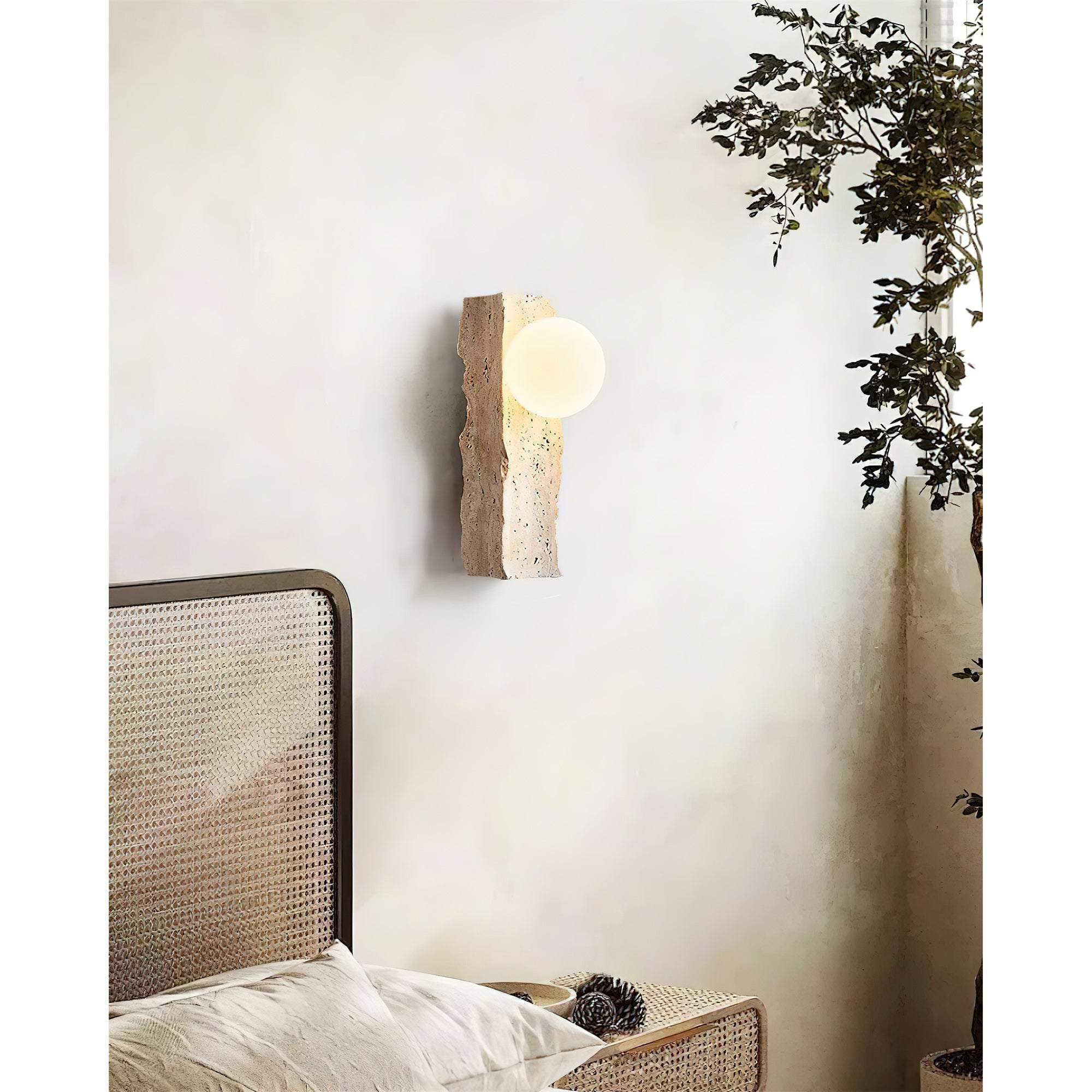 Aureum Modern Minimalist Glass Travertine Wall Lamp - Neutralighting