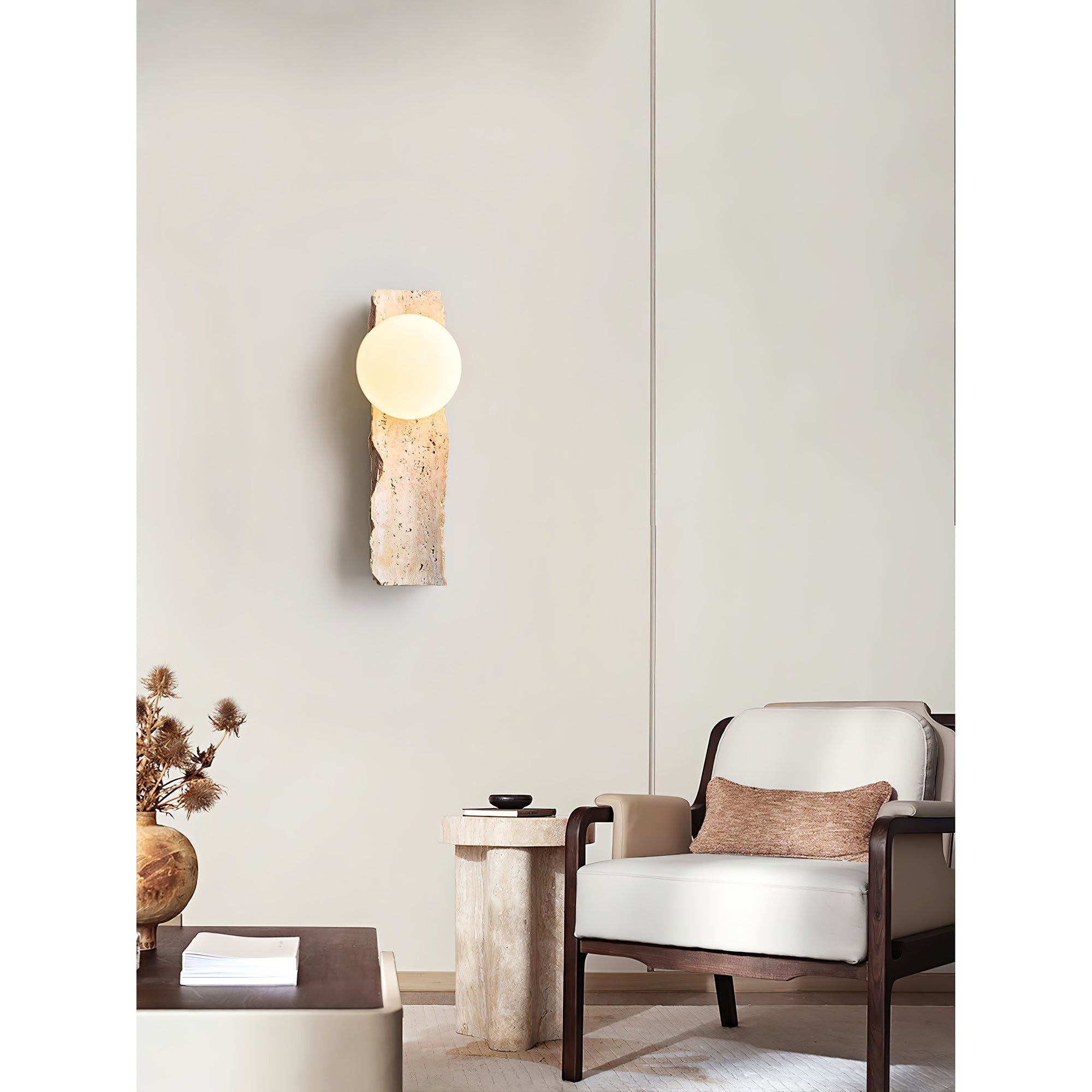 Aureum Modern Minimalist Glass Travertine Wall Lamp - Neutralighting