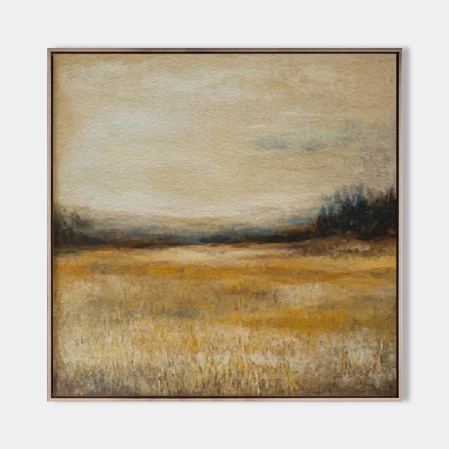 Golden Field Landscape Textured Framed Wall Art