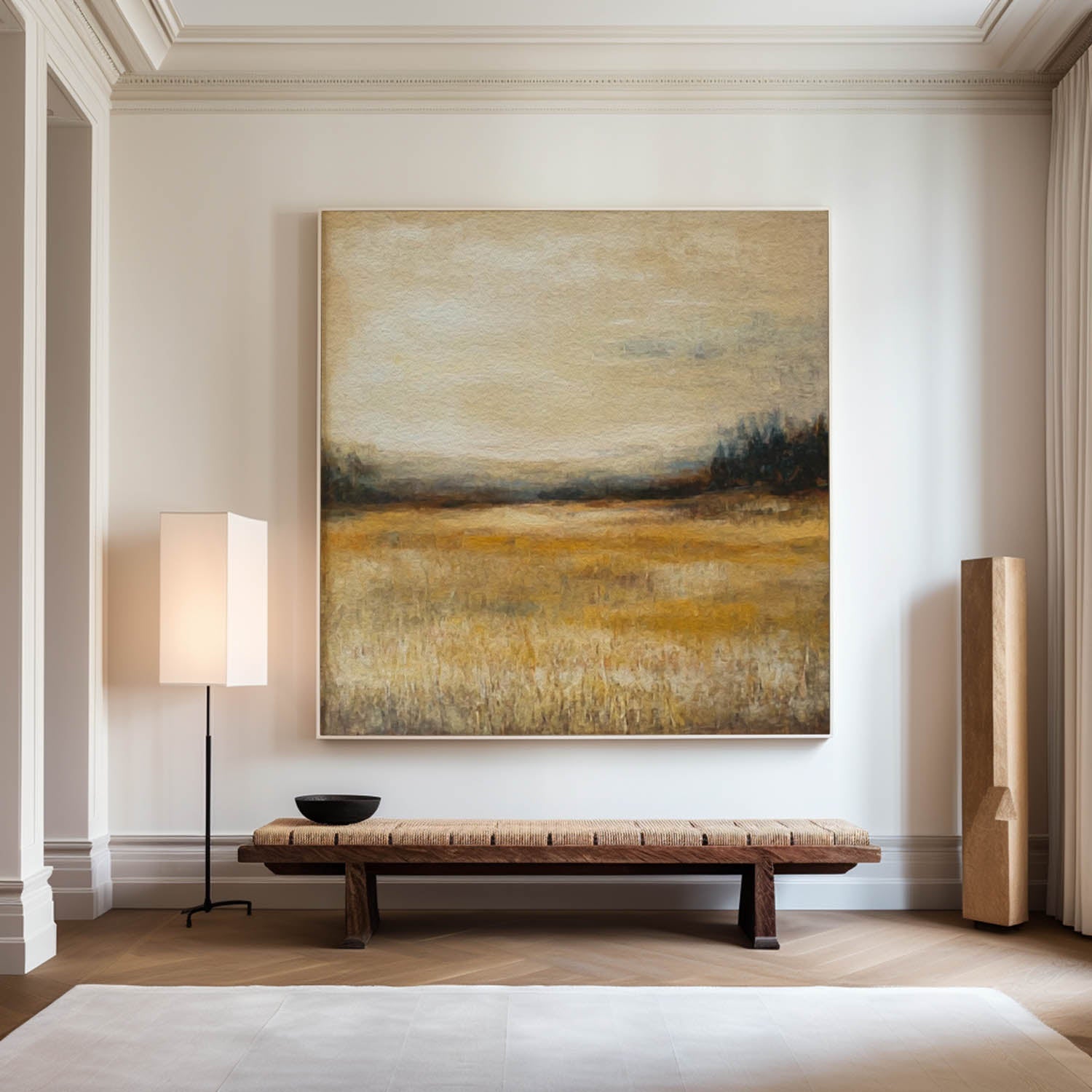 Golden Field Landscape Textured Framed Wall Art